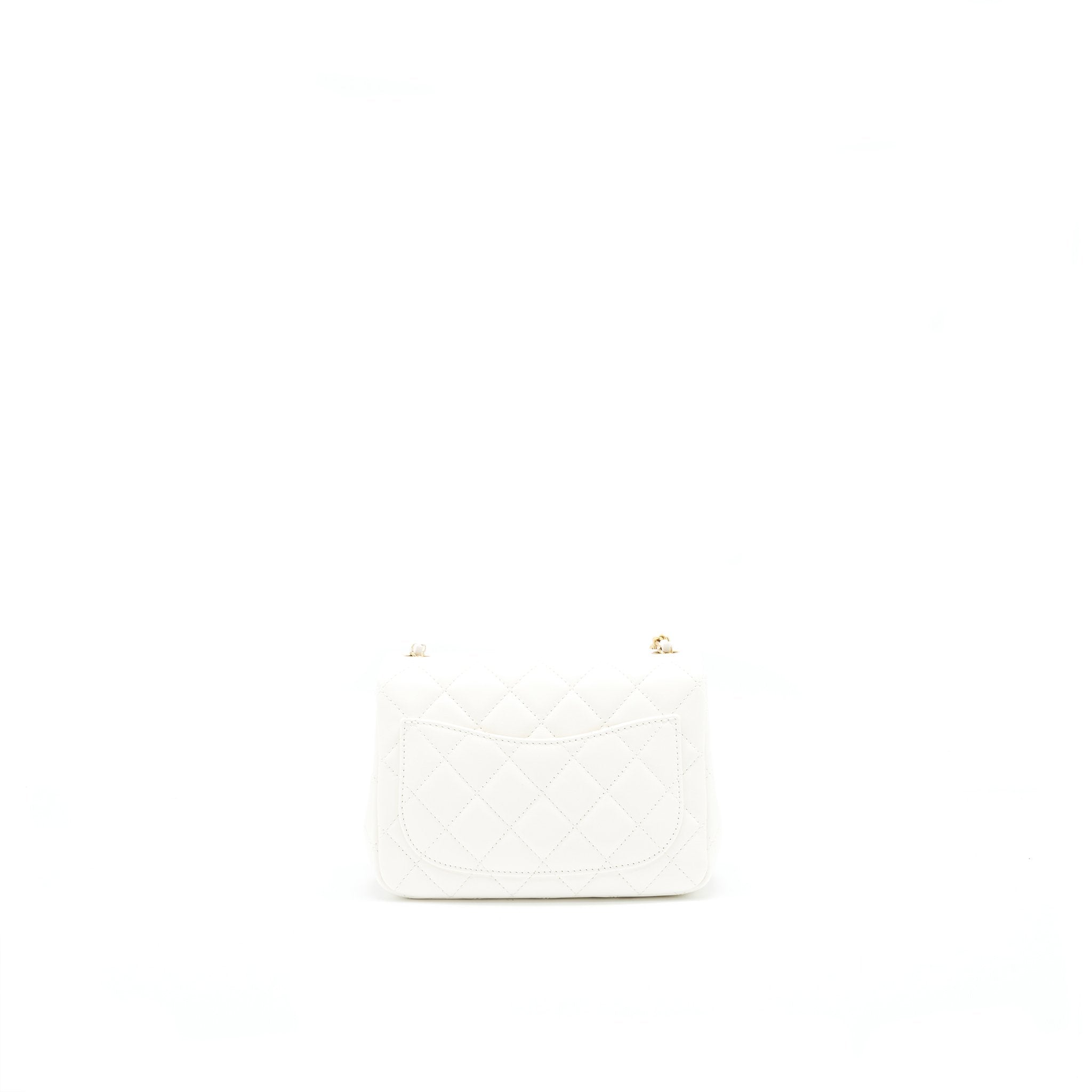 Chanel 21B pearl crush Mini Square flap Bag White