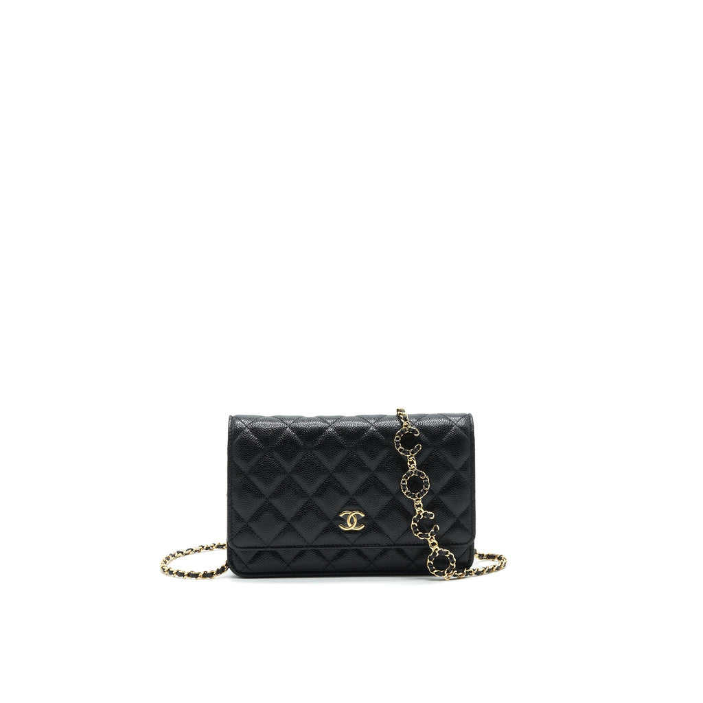 Chanel 21A Coco letter Wallet on Chain Black Caviar