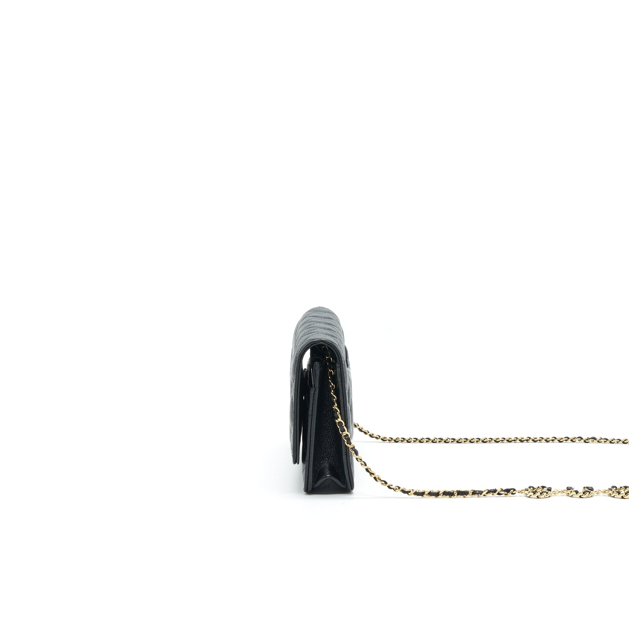Chanel 21A Coco letter Wallet on Chain Black Caviar
