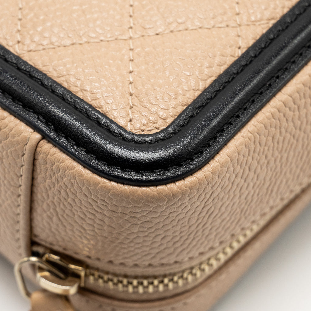 Chanel Mini Filigree Vanity Clutch Caviar Beige / Black