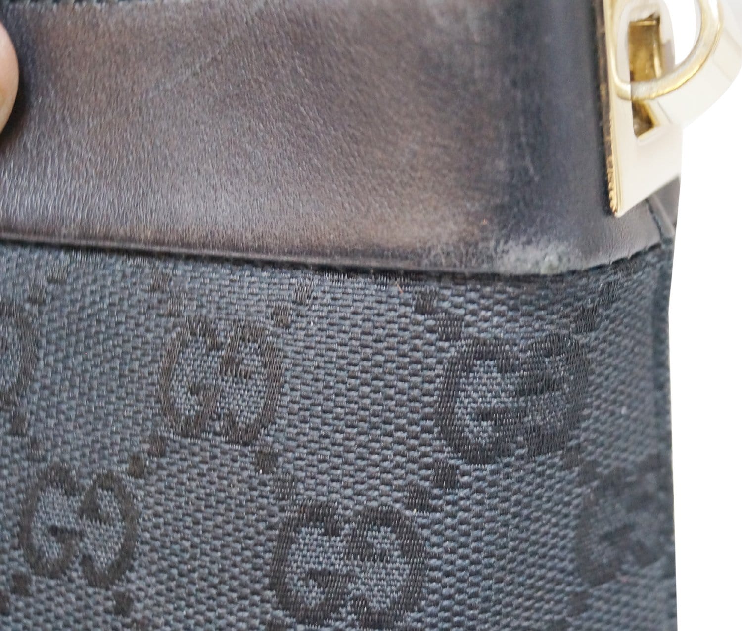 GUCCI GG Signature Monogram Black Leather Shoulder Bag