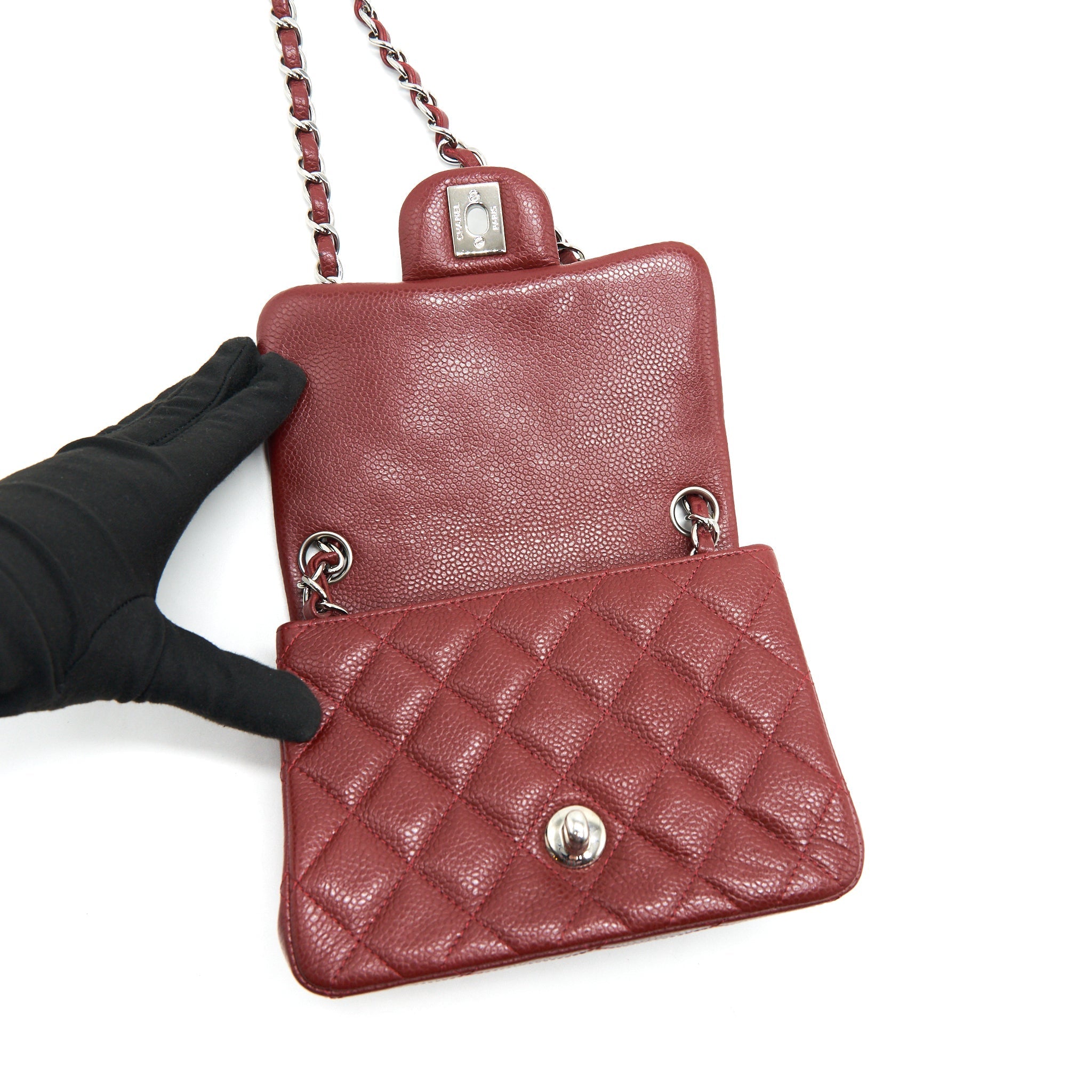 CHANEL MINI SQUARE CARVIAR RED