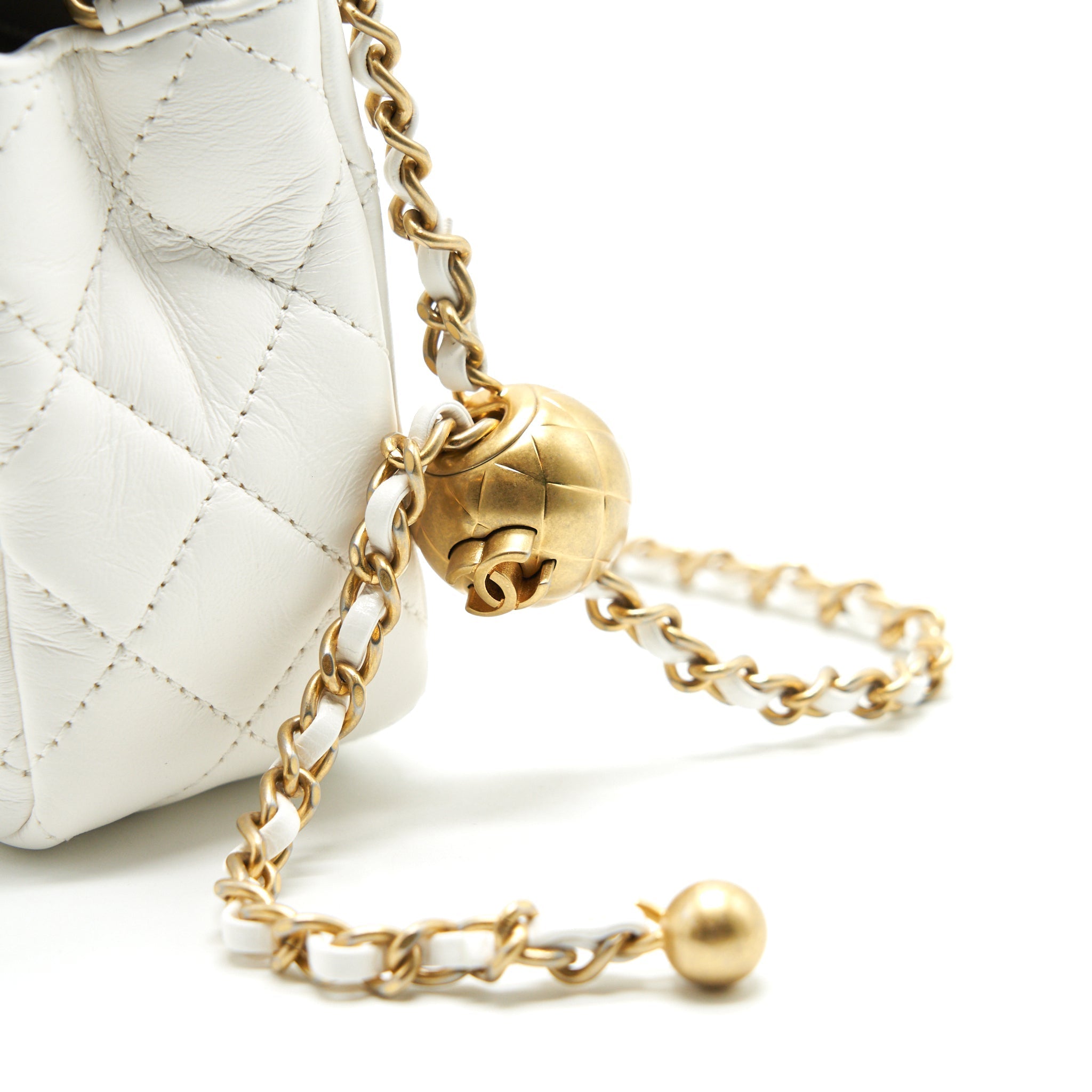 CHANEL PEARL CRUSH RECTANGULAR MINI FLAP BAG WHITE