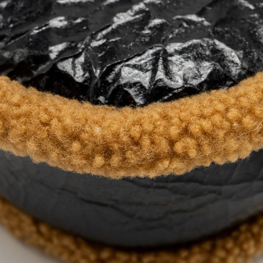 Chanel Shearling CC Round Clutch with Chain Shiny Crumpled Sheepskin Black/Light Brown L