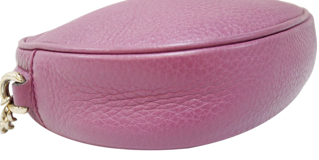 GUCCI Purple Leather Soho Disco Mini Chain Crossbody Bag