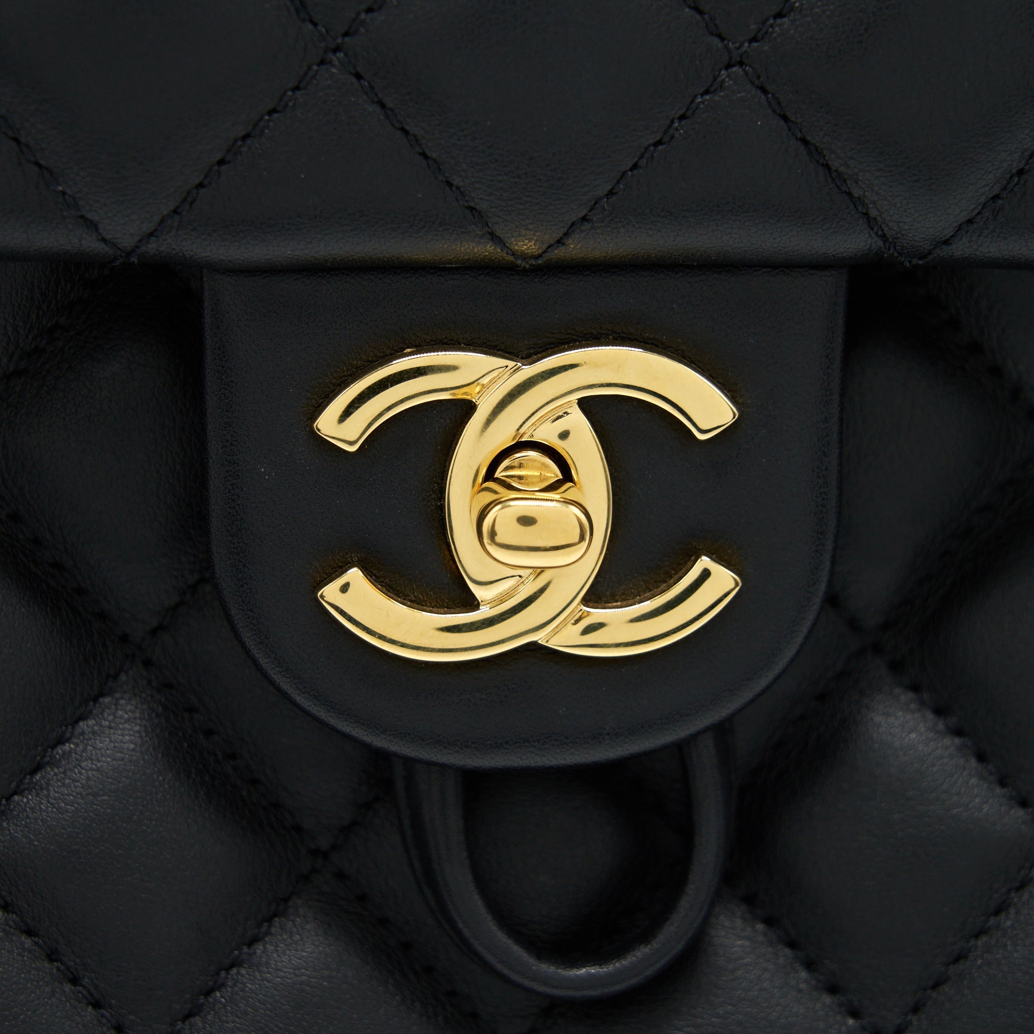 Chanel Quilted Backpack Calfskin Black