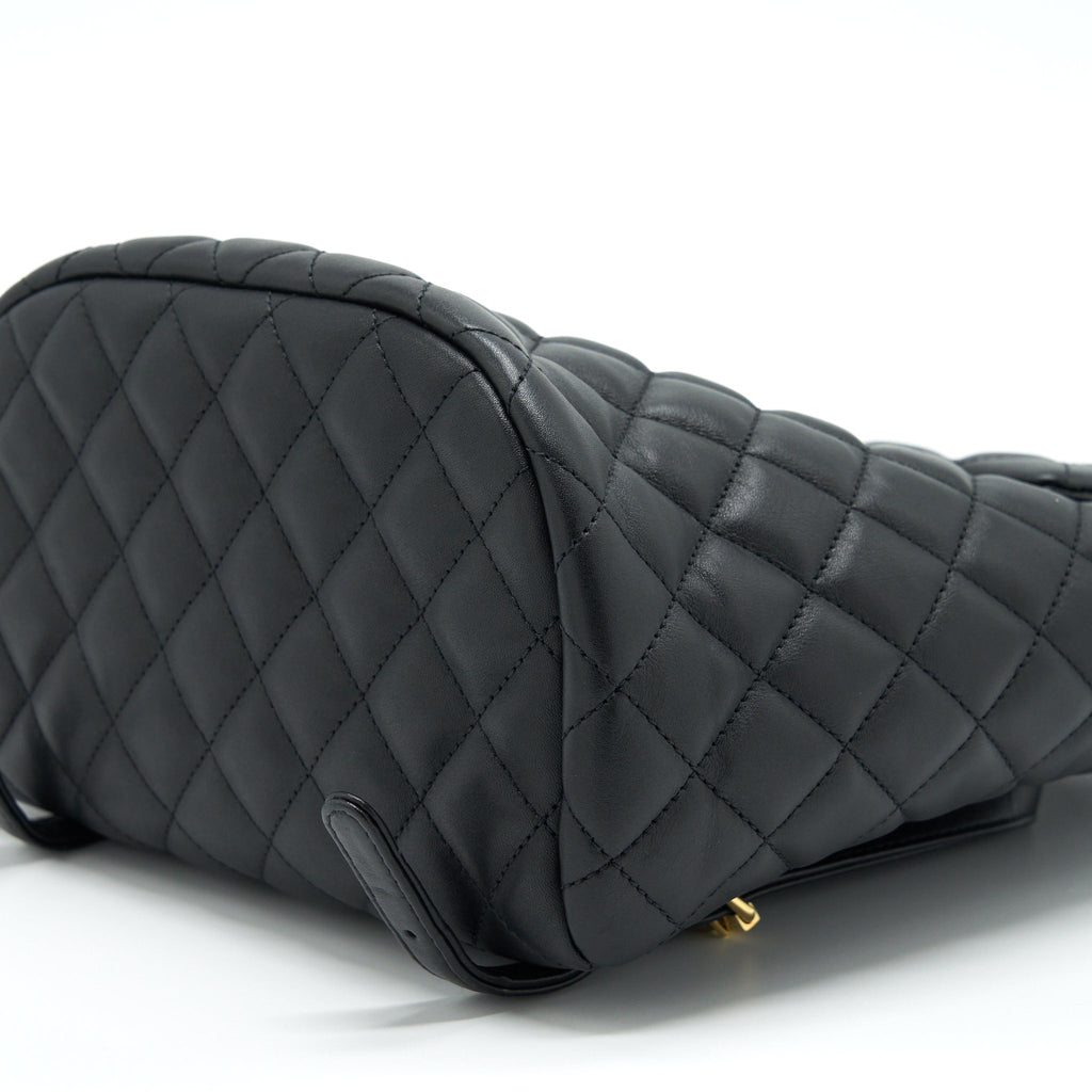 Chanel Quilted Backpack Calfskin Black