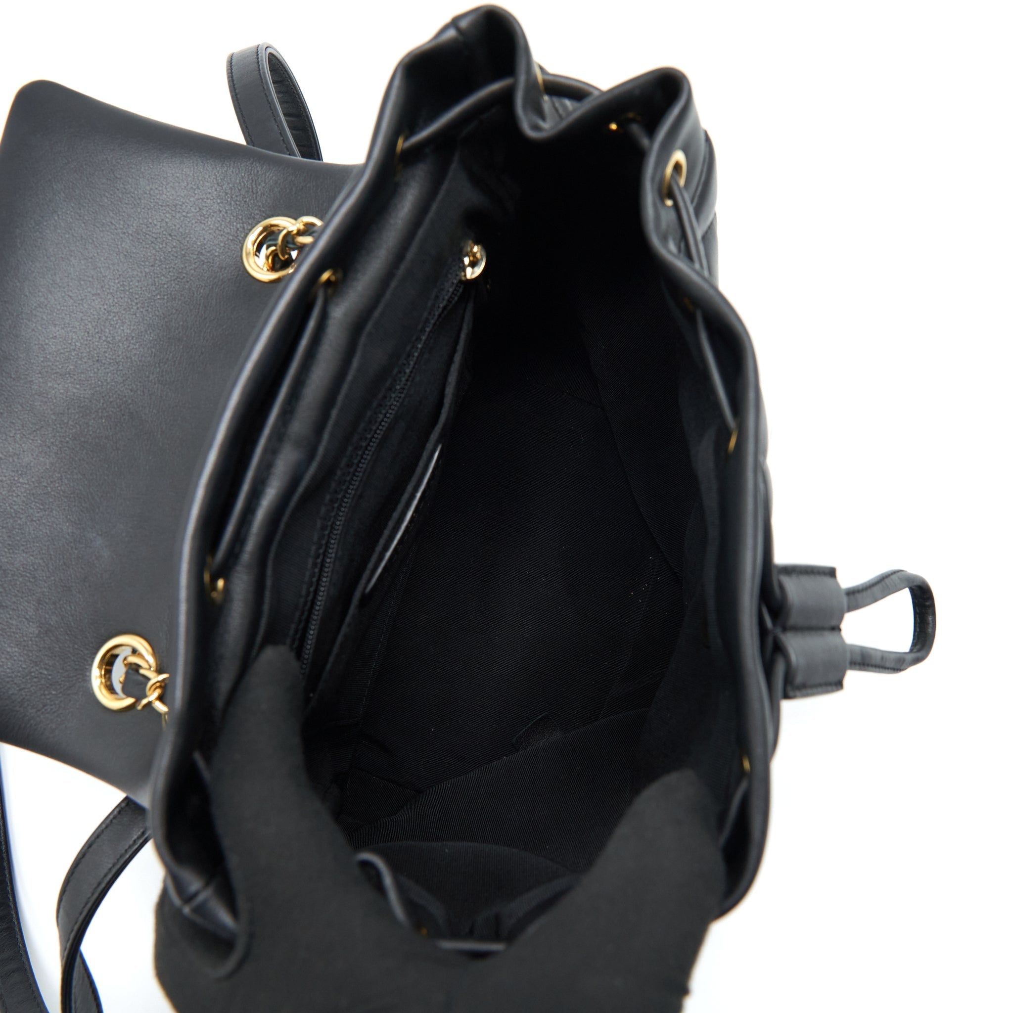 Chanel Quilted Backpack Calfskin Black