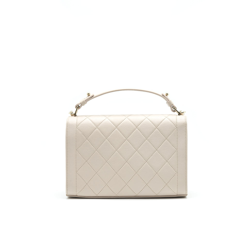 Chanel Calfskin Quilted Flap Bag Beigh L