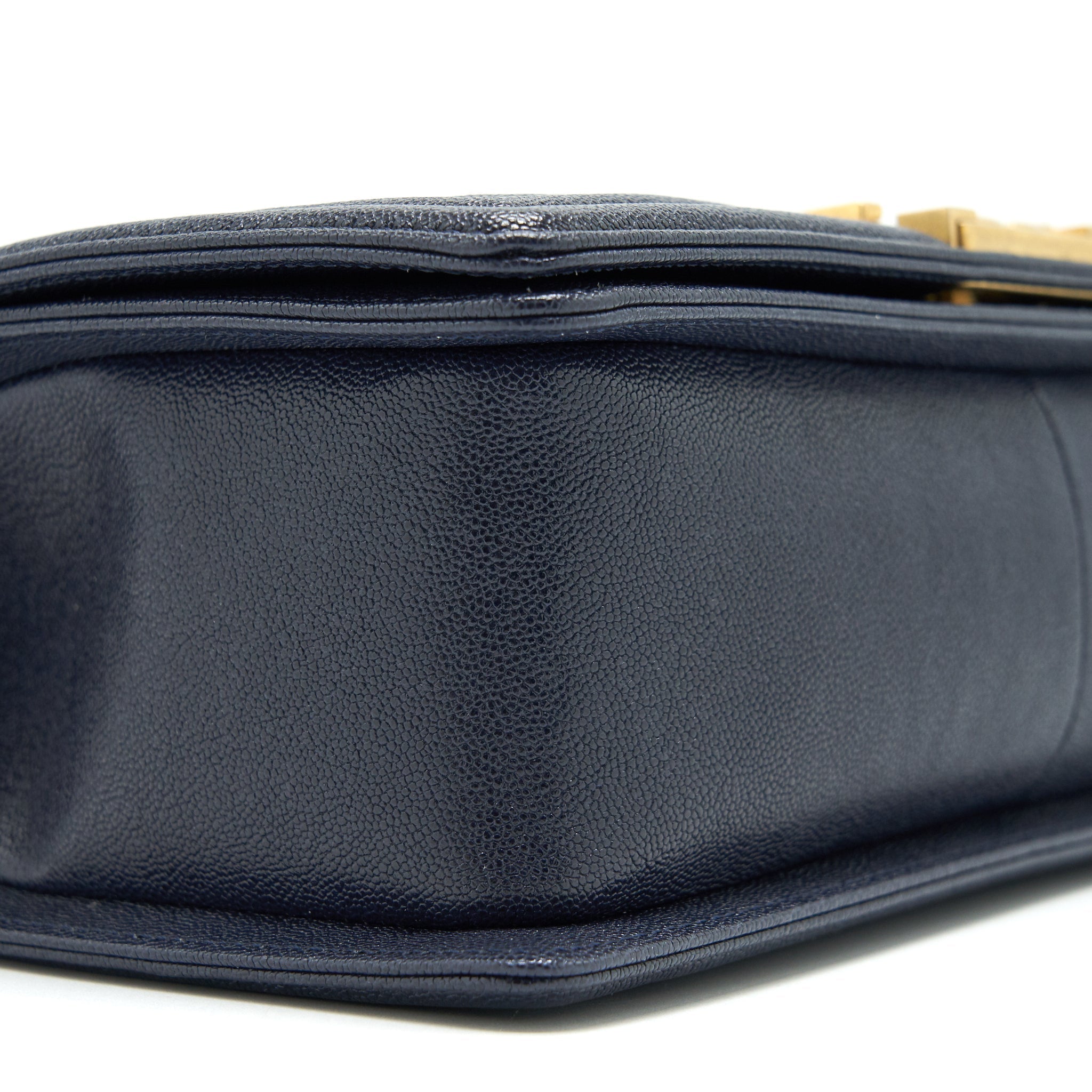 Chanel Medium Boy Grained Navy Calfskin Brushed