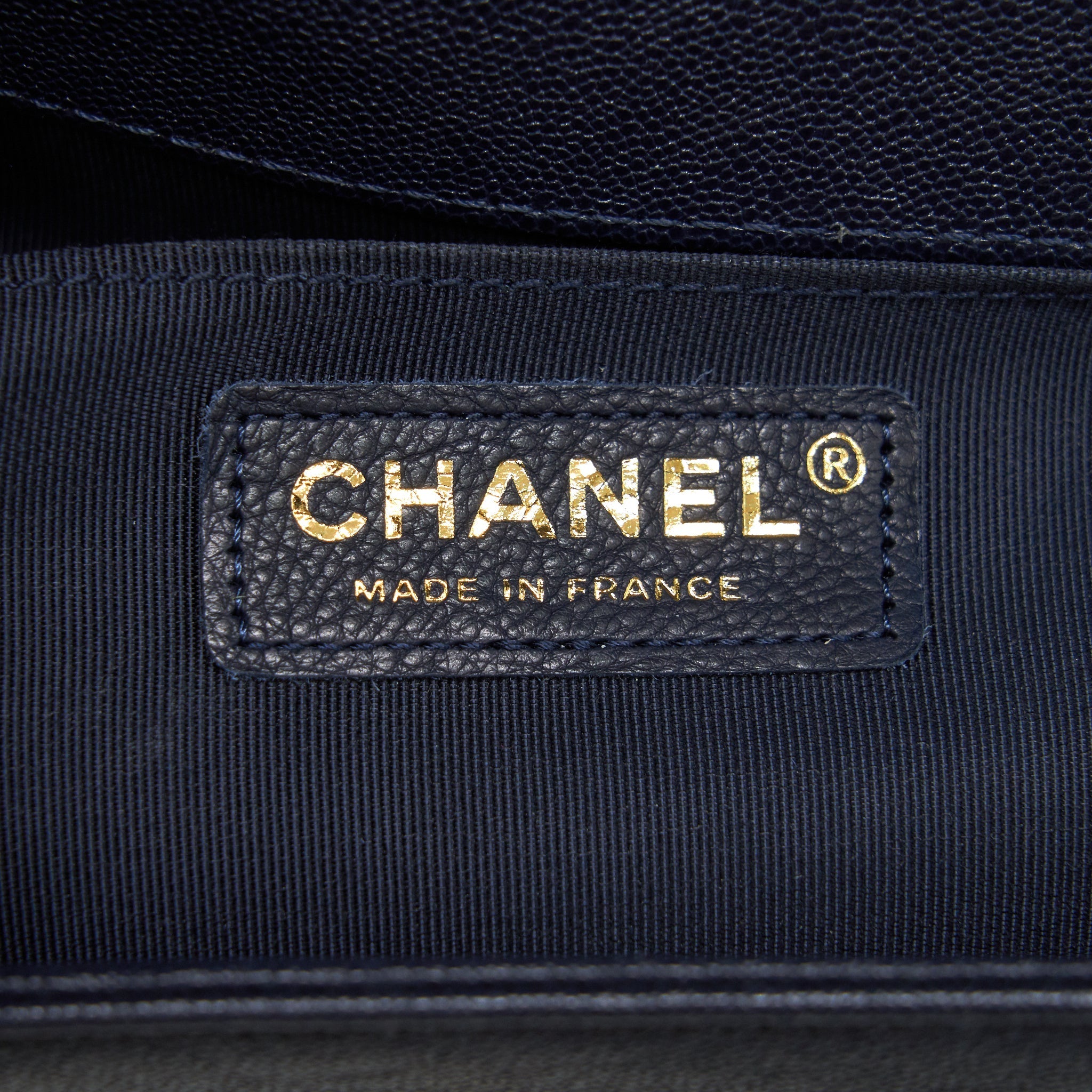 Chanel Medium Boy Grained Navy Calfskin Brushed
