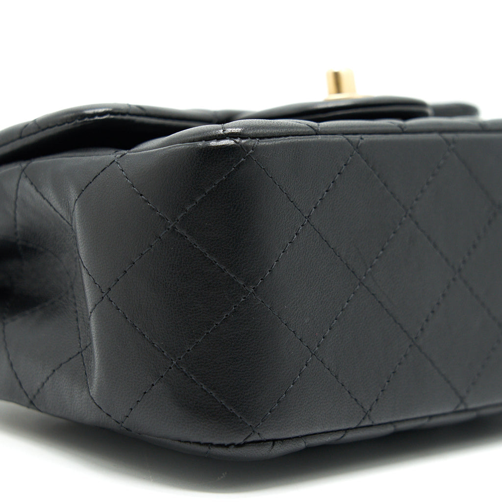 CHANEL MINI SQUARE BLACK LAMBSKIN