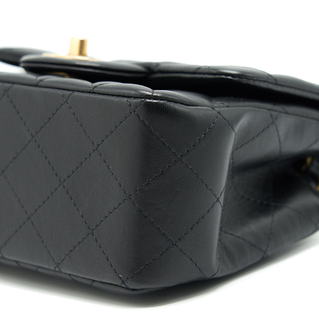 CHANEL MINI SQUARE BLACK LAMBSKIN