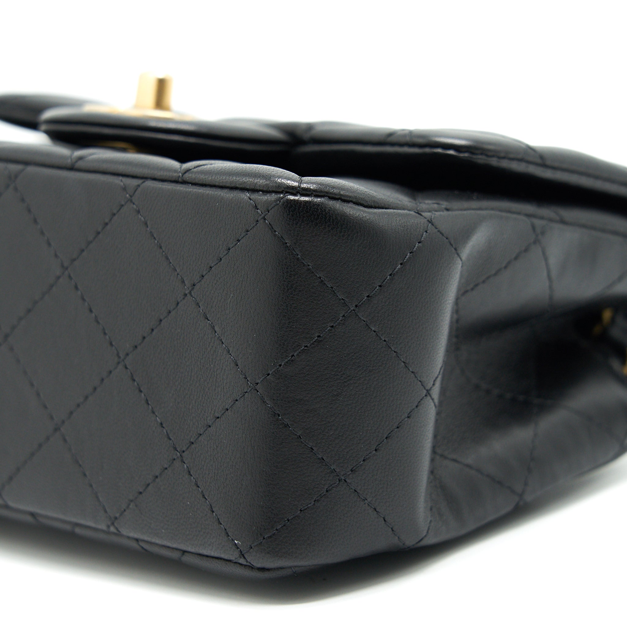 CHANEL MINI SQUARE BLACK LAMBSKIN
