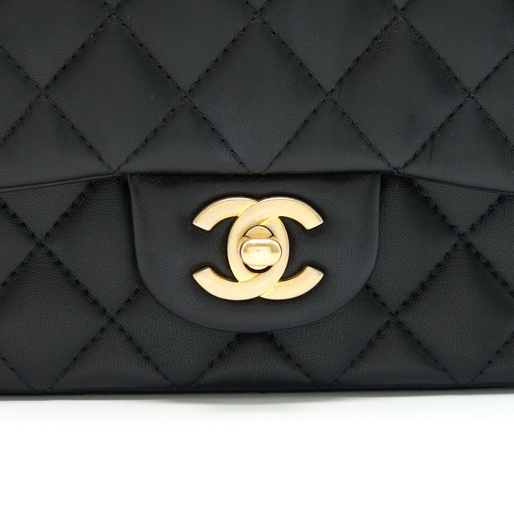CHANEL MINI SQUARE BLACK LAMBSKIN