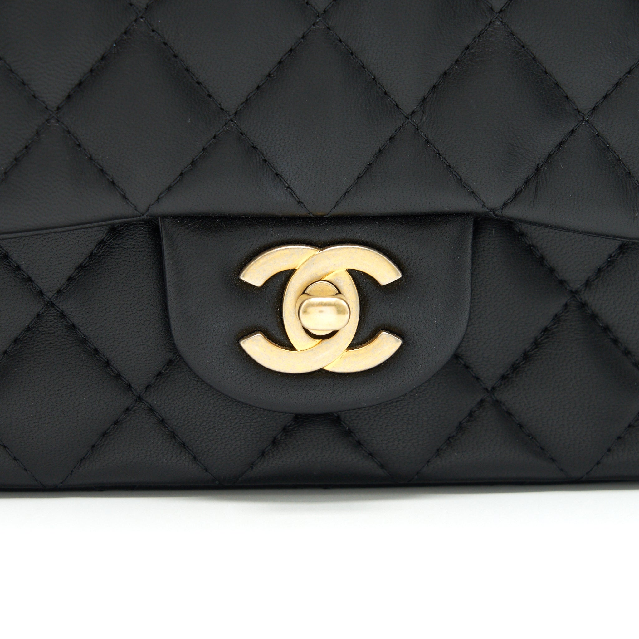 CHANEL MINI SQUARE BLACK LAMBSKIN