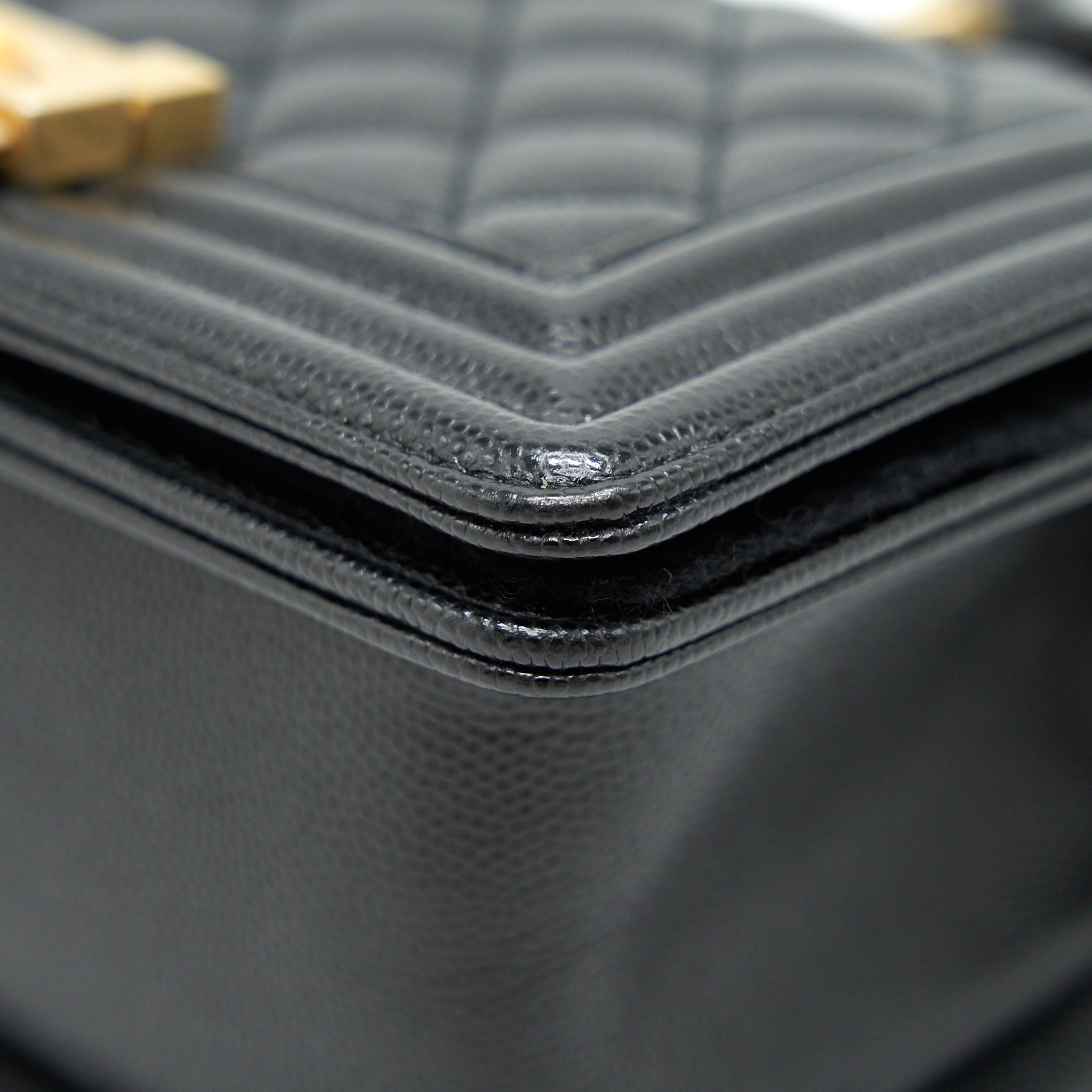 CHANEL SMALL BOY BAG CAVIAR LEATHER  BLACK