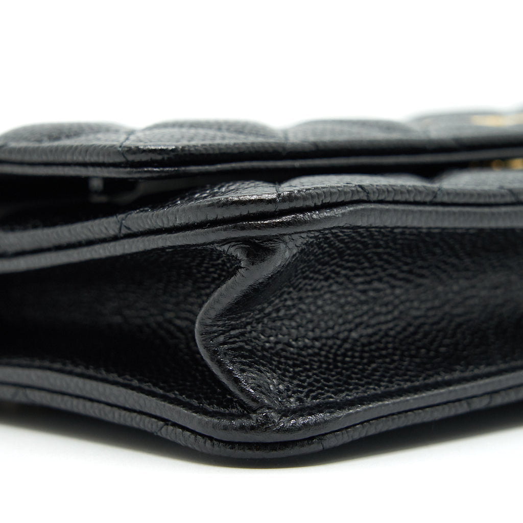 Chanel 21A Coco letter Wallet on Chain Black Caviar
