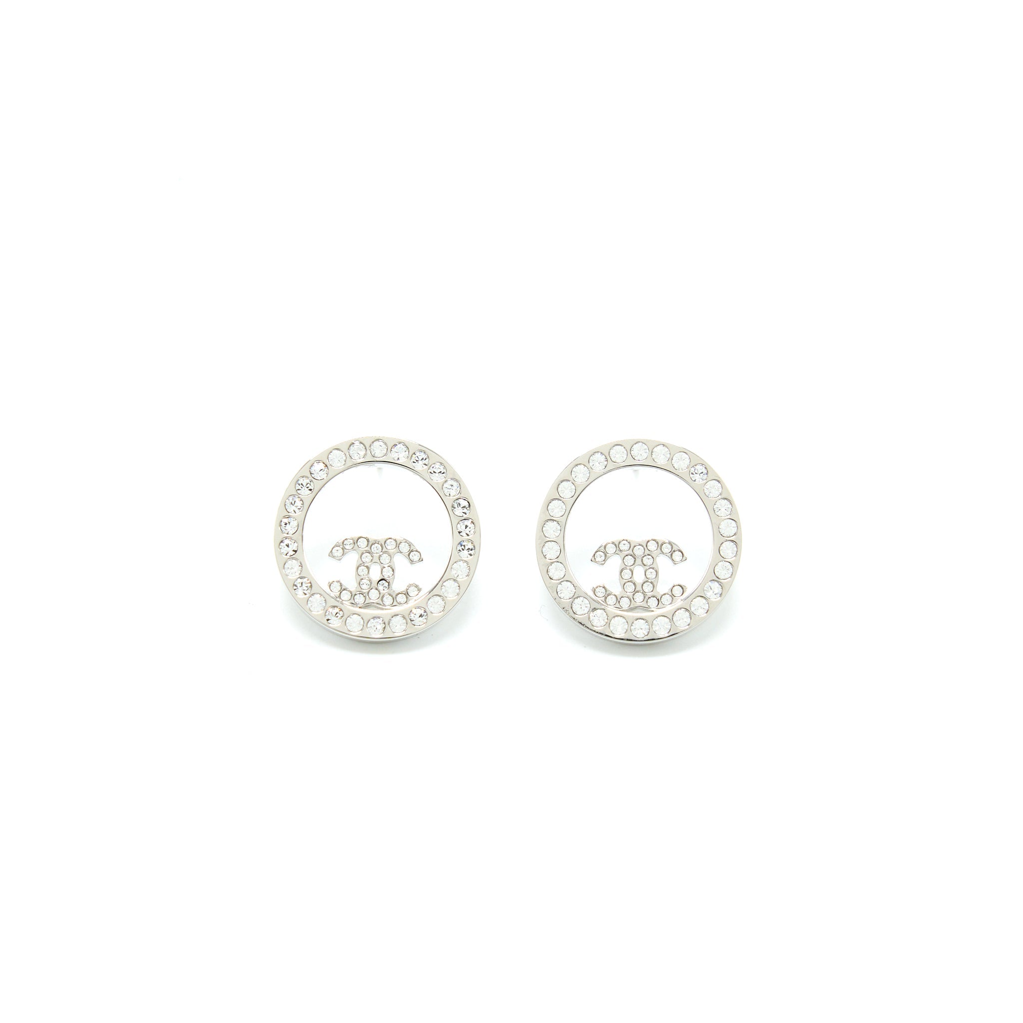 Chanel Round Crystal CC Earrings