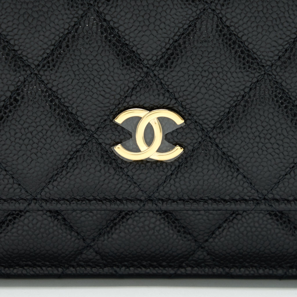Chanel 21A Coco letter Wallet on Chain Black Caviar