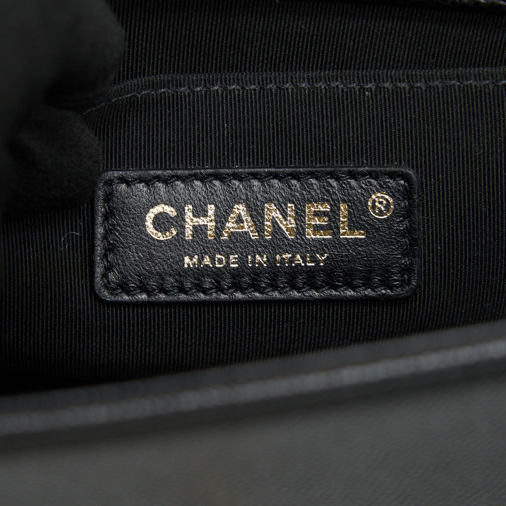 CHANEL SMALL BOY BAG CAVIAR LEATHER  BLACK