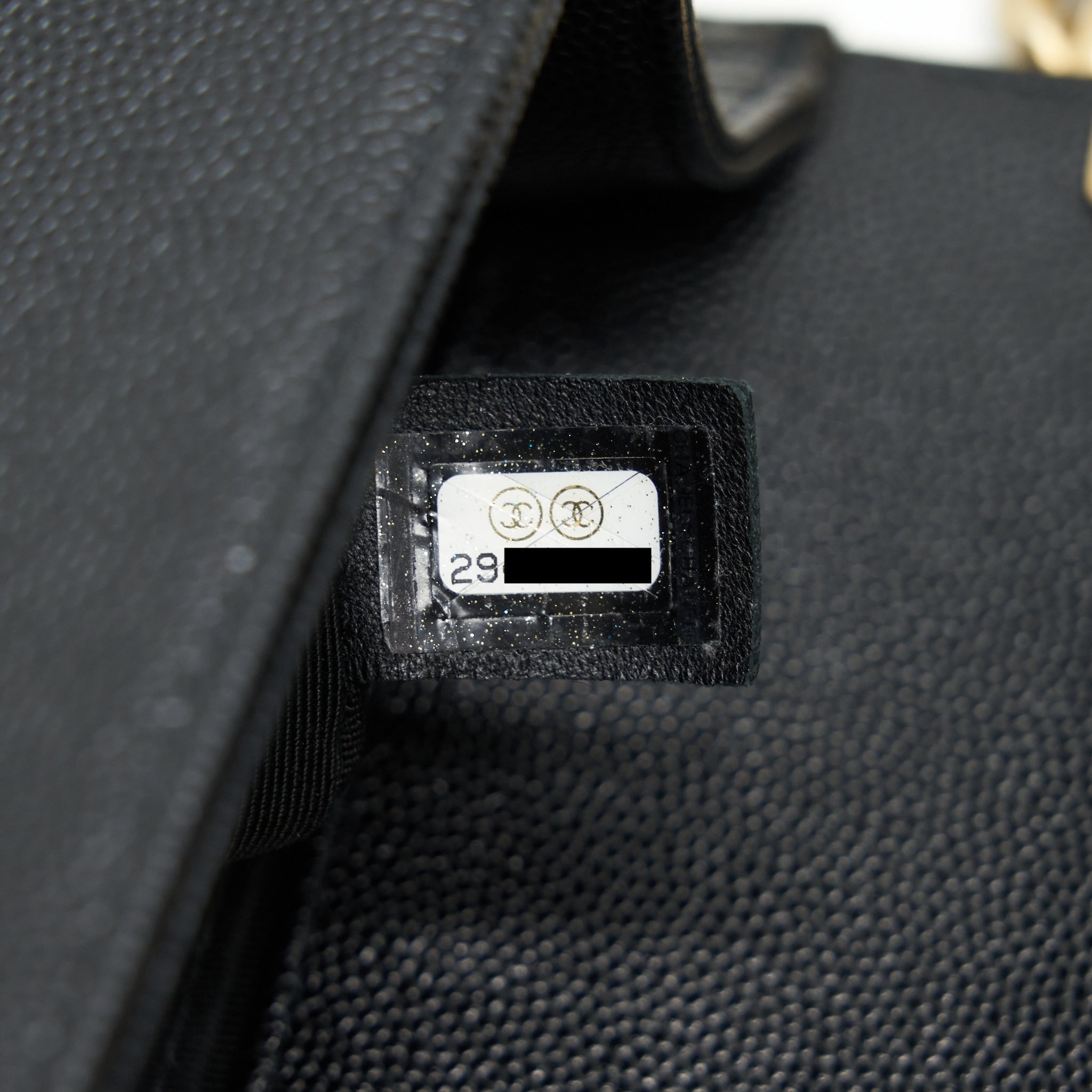 CHANEL SMALL BOY BAG CAVIAR LEATHER  BLACK