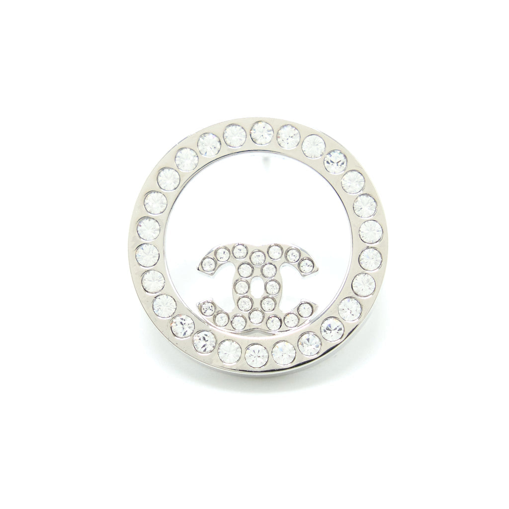 Chanel Round Crystal CC Earrings