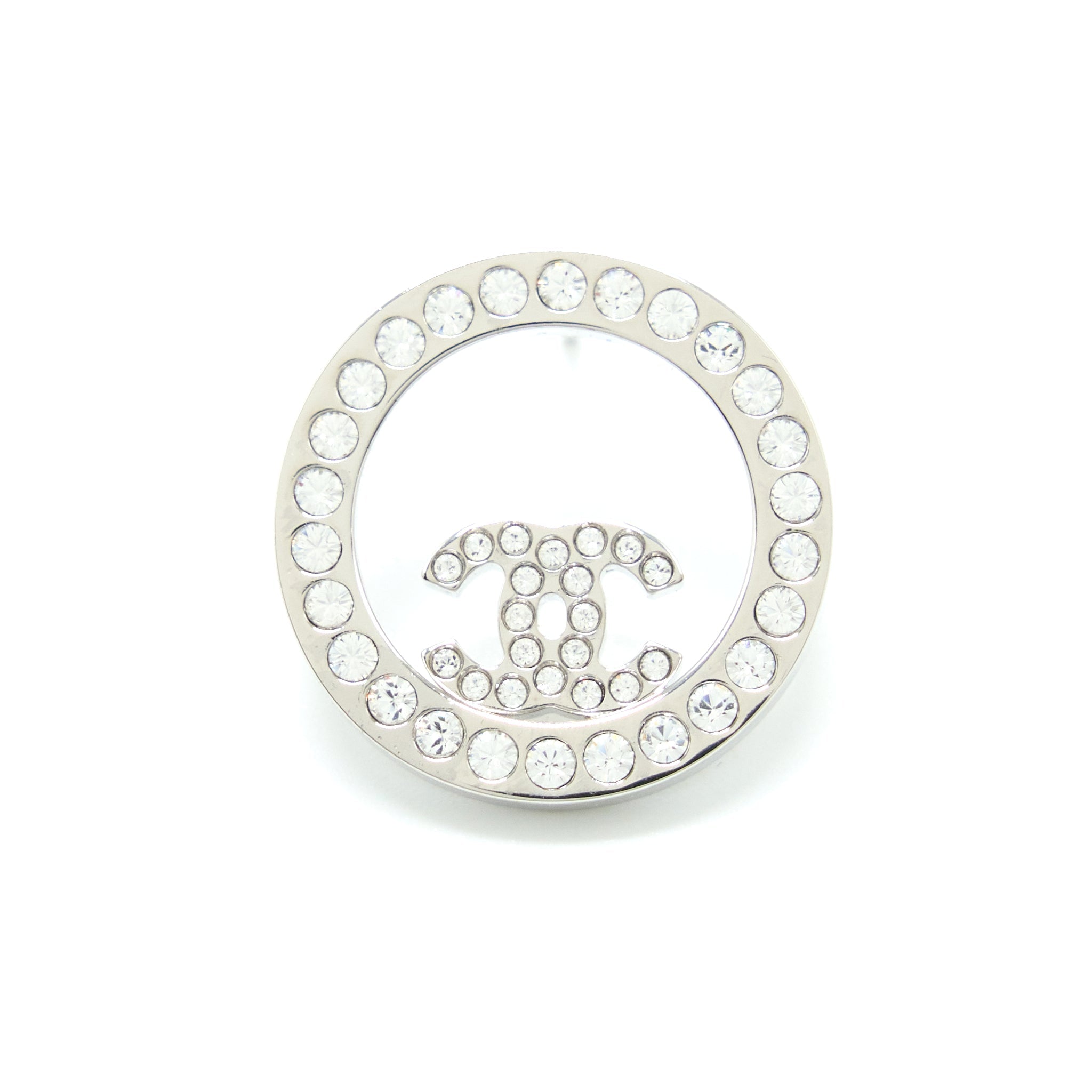 Chanel Round Crystal CC Earrings