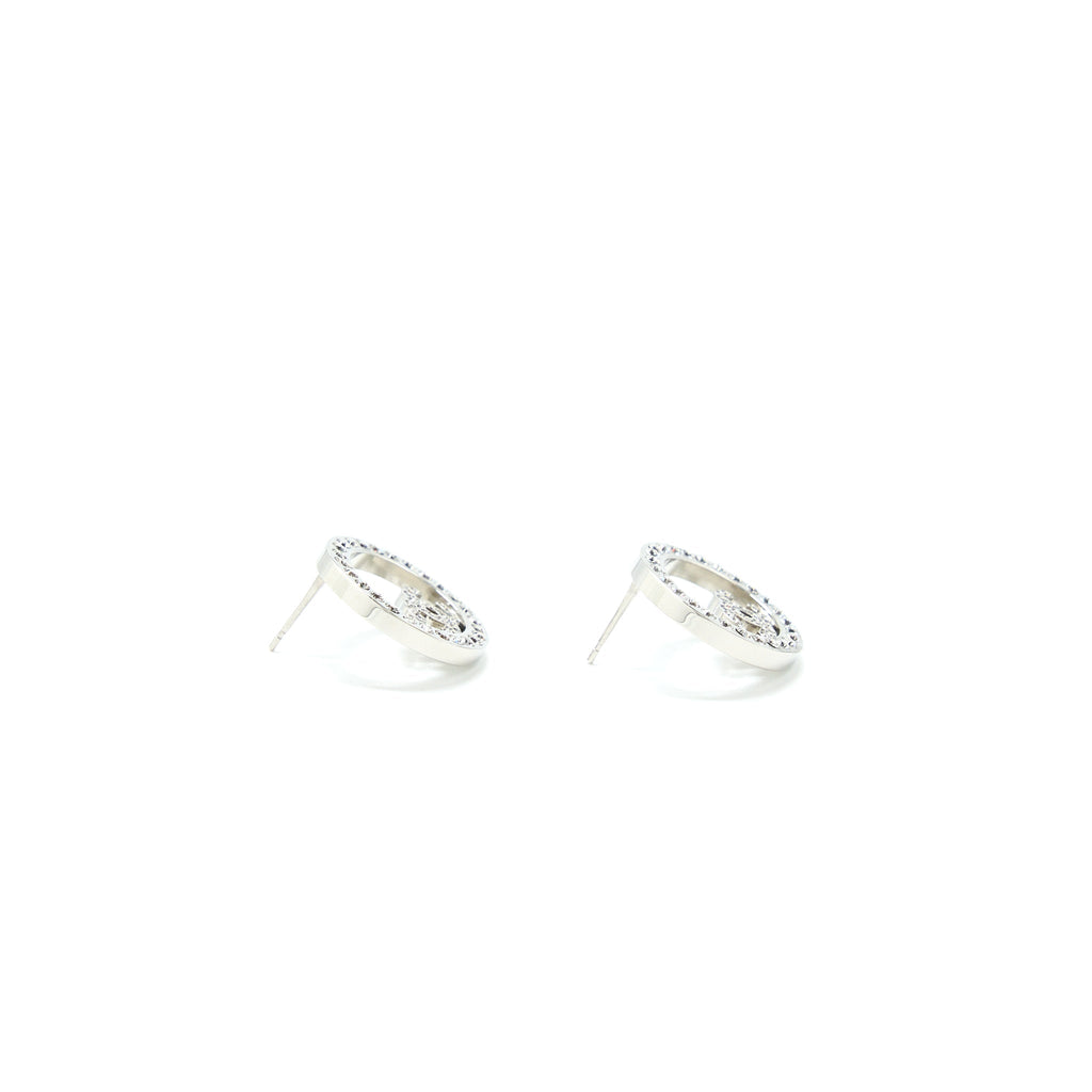 Chanel Round Crystal CC Earrings