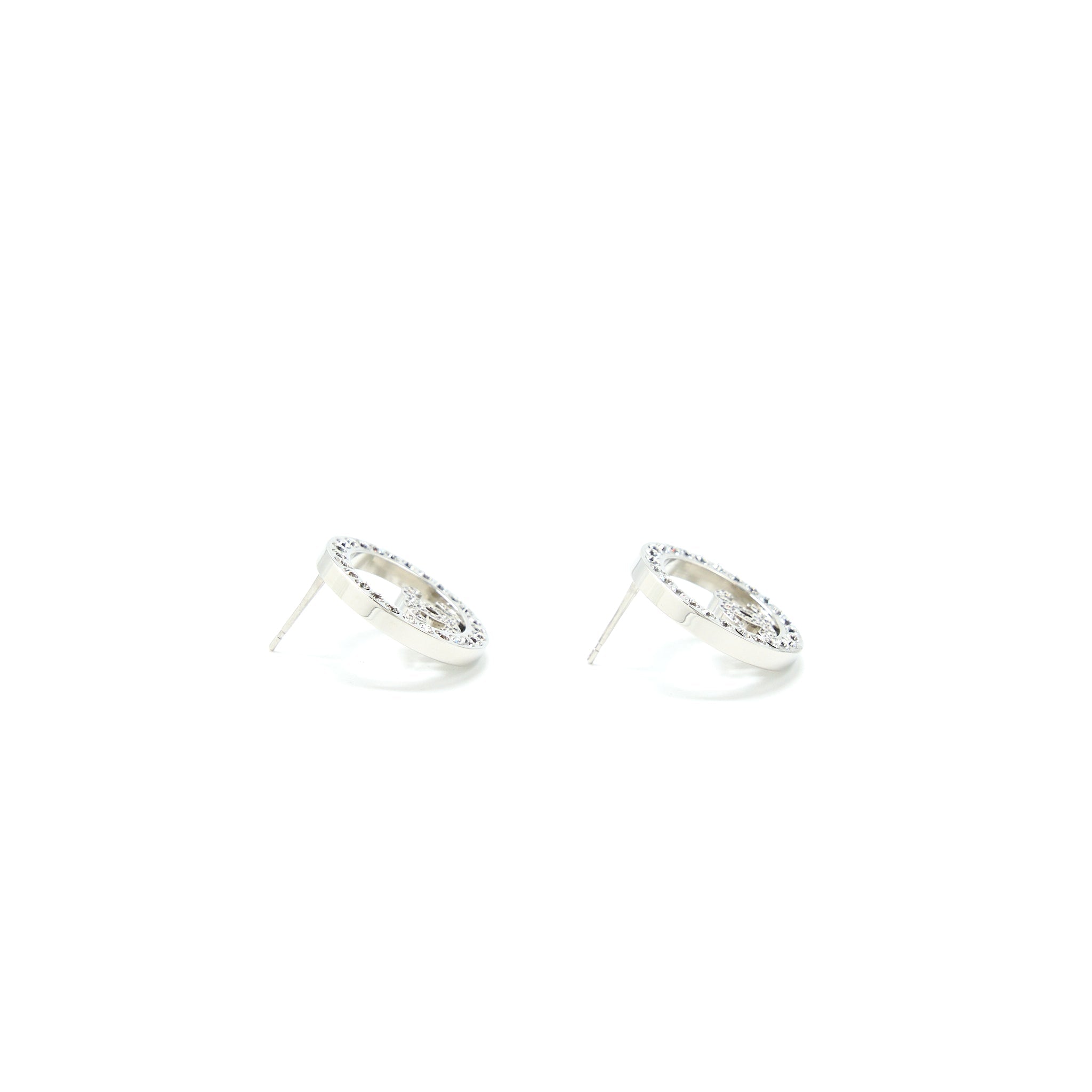 Chanel Round Crystal CC Earrings