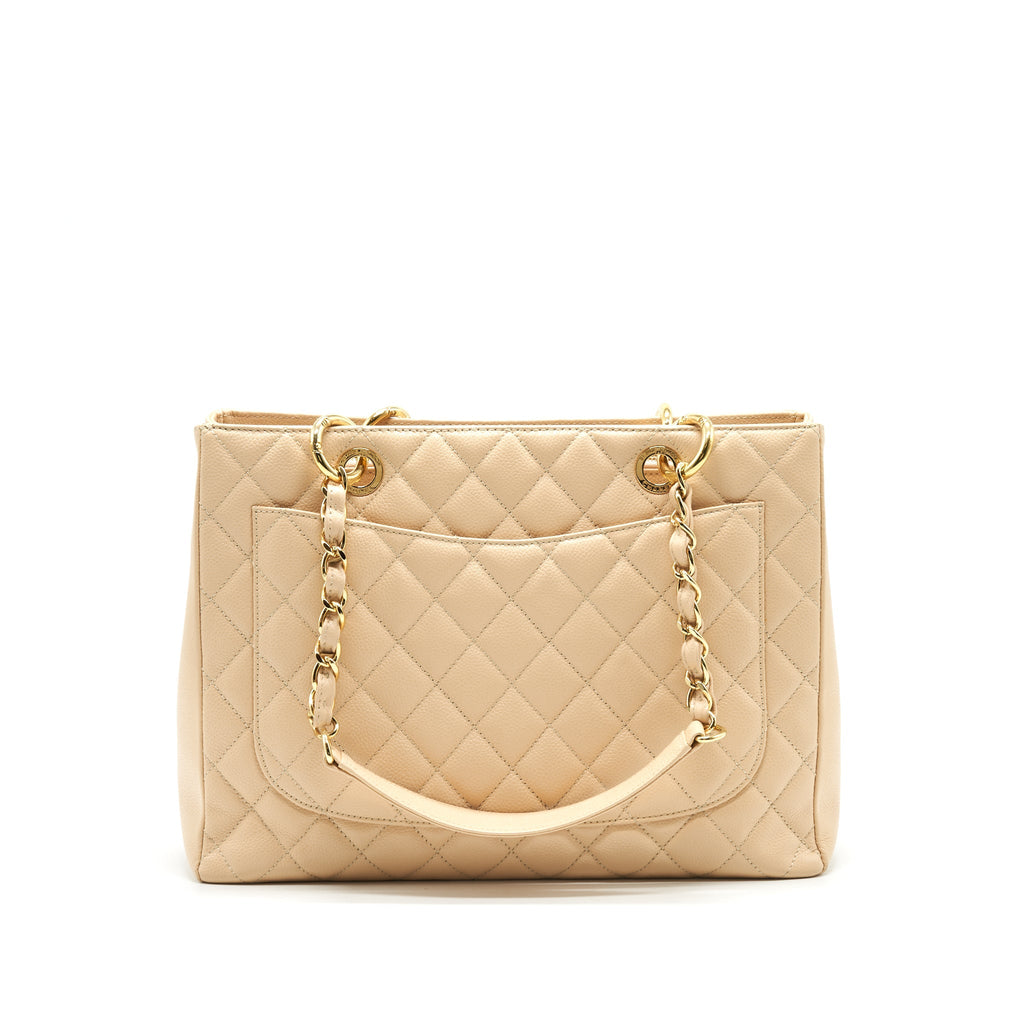 Chanel Grand Shopping Tote Bag Caviar Beige  Serial 16