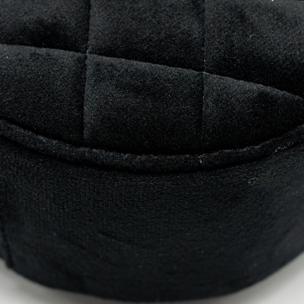 Chanel Pearl Crush Round Clutch Quilted Velvet Black L