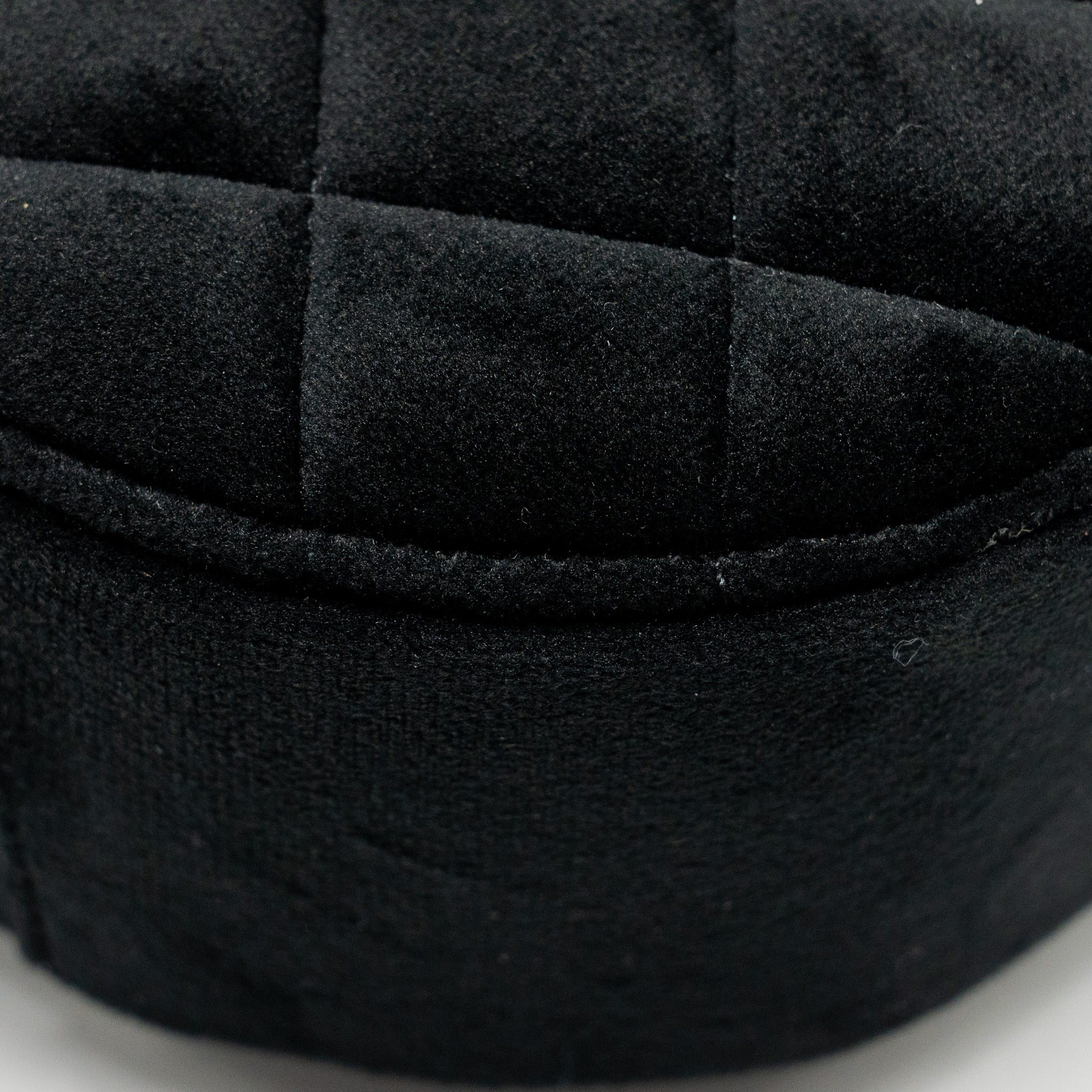 Chanel Pearl Crush Round Clutch Quilted Velvet Black L