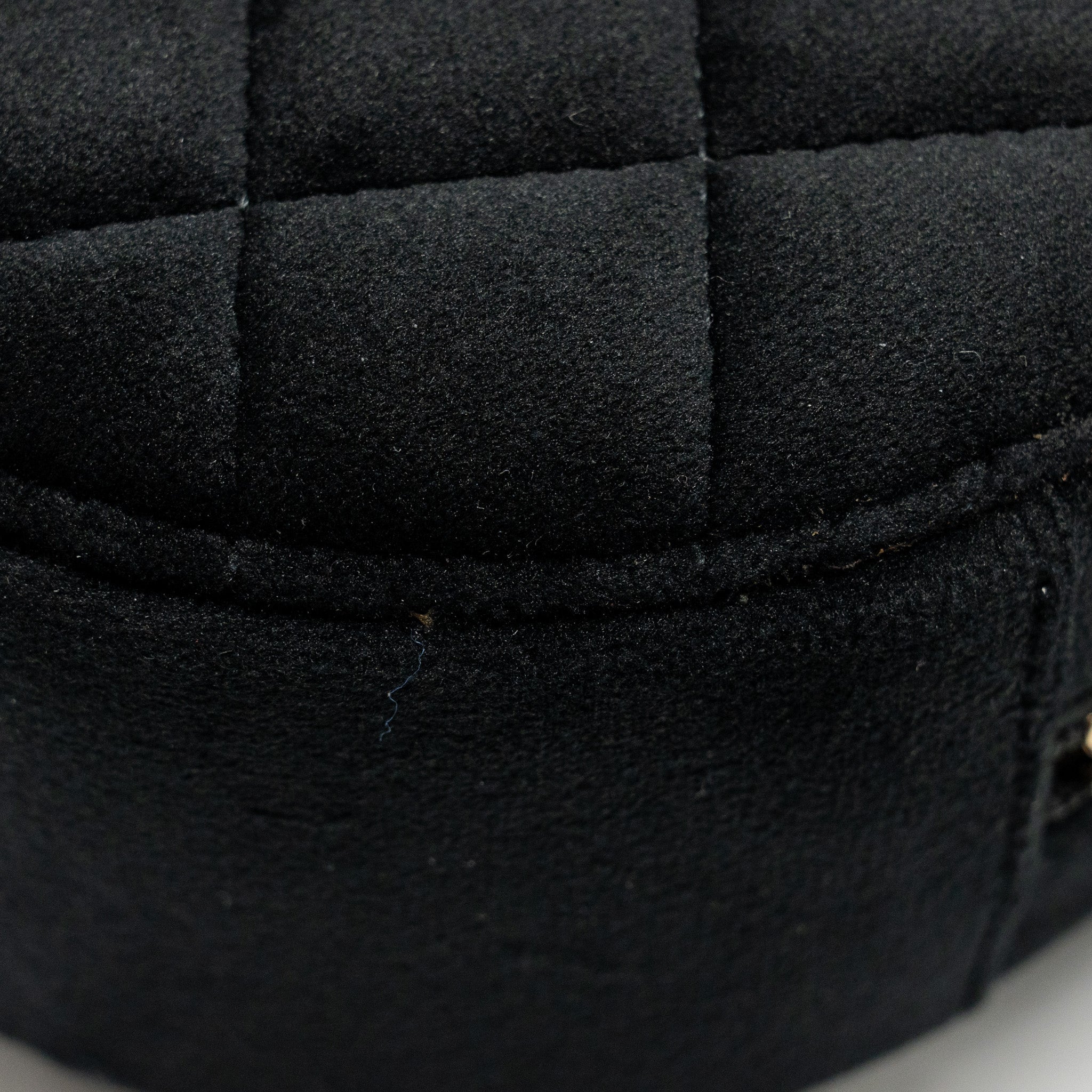 Chanel Pearl Crush Round Clutch Quilted Velvet Black L