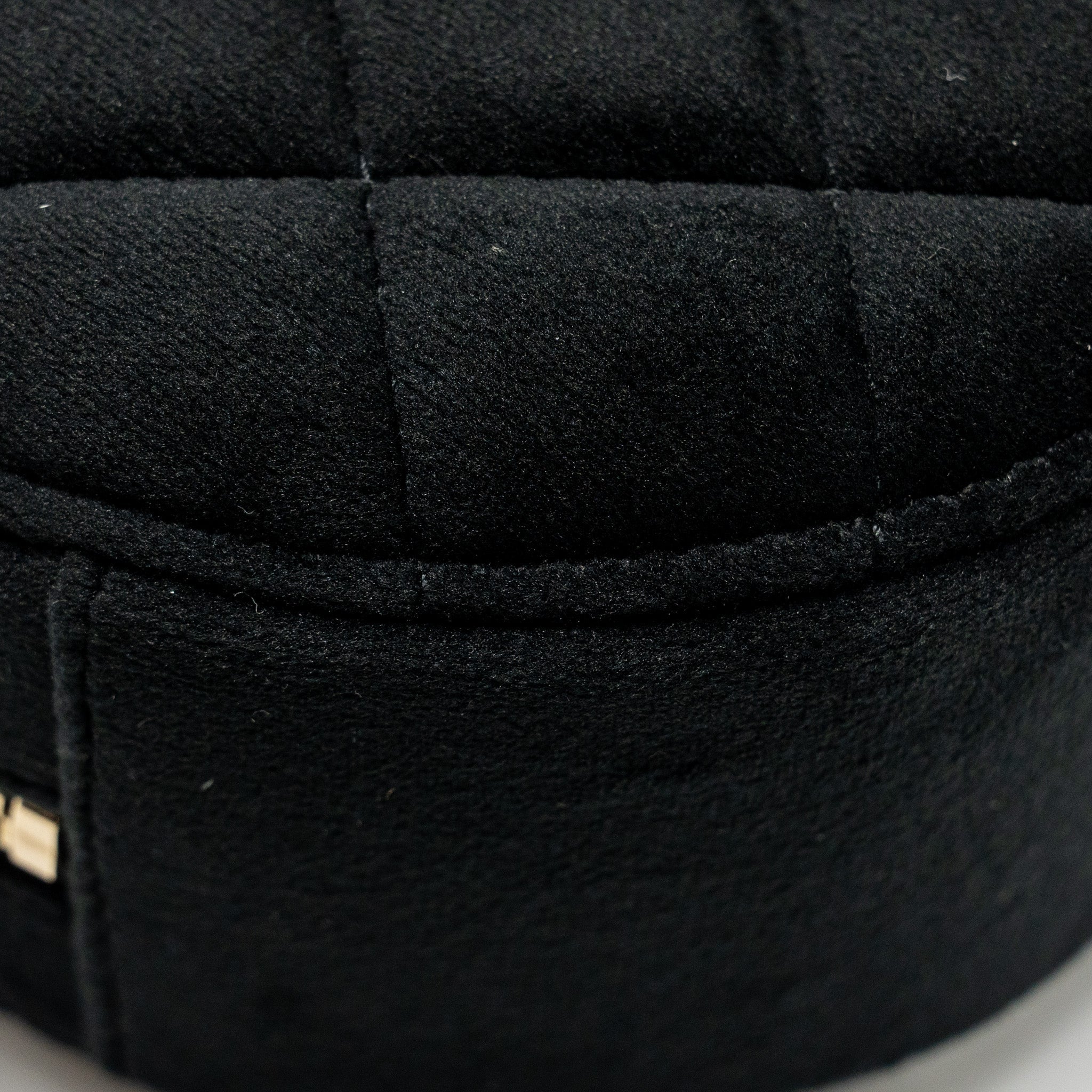Chanel Pearl Crush Round Clutch Quilted Velvet Black L