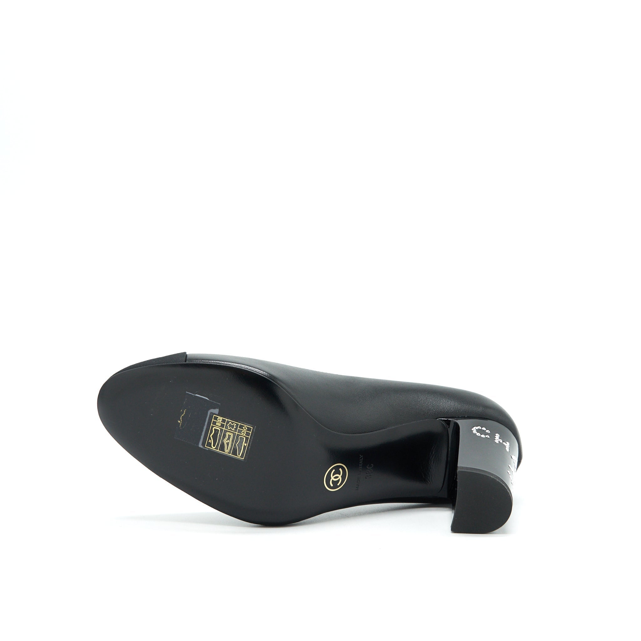 Chanel size38 pump Shoes black with Letter on heel