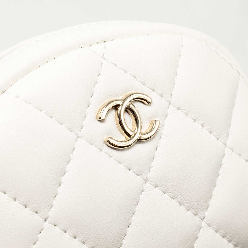 Chanel 19 round clutch  with chain with coin purse tweed / lambskin black/ white