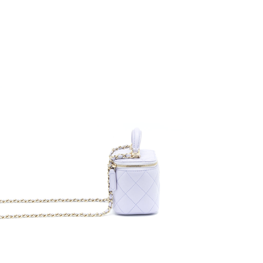 Chanel 21K Mini Top Handle Vanity With Chain Light Purple L
