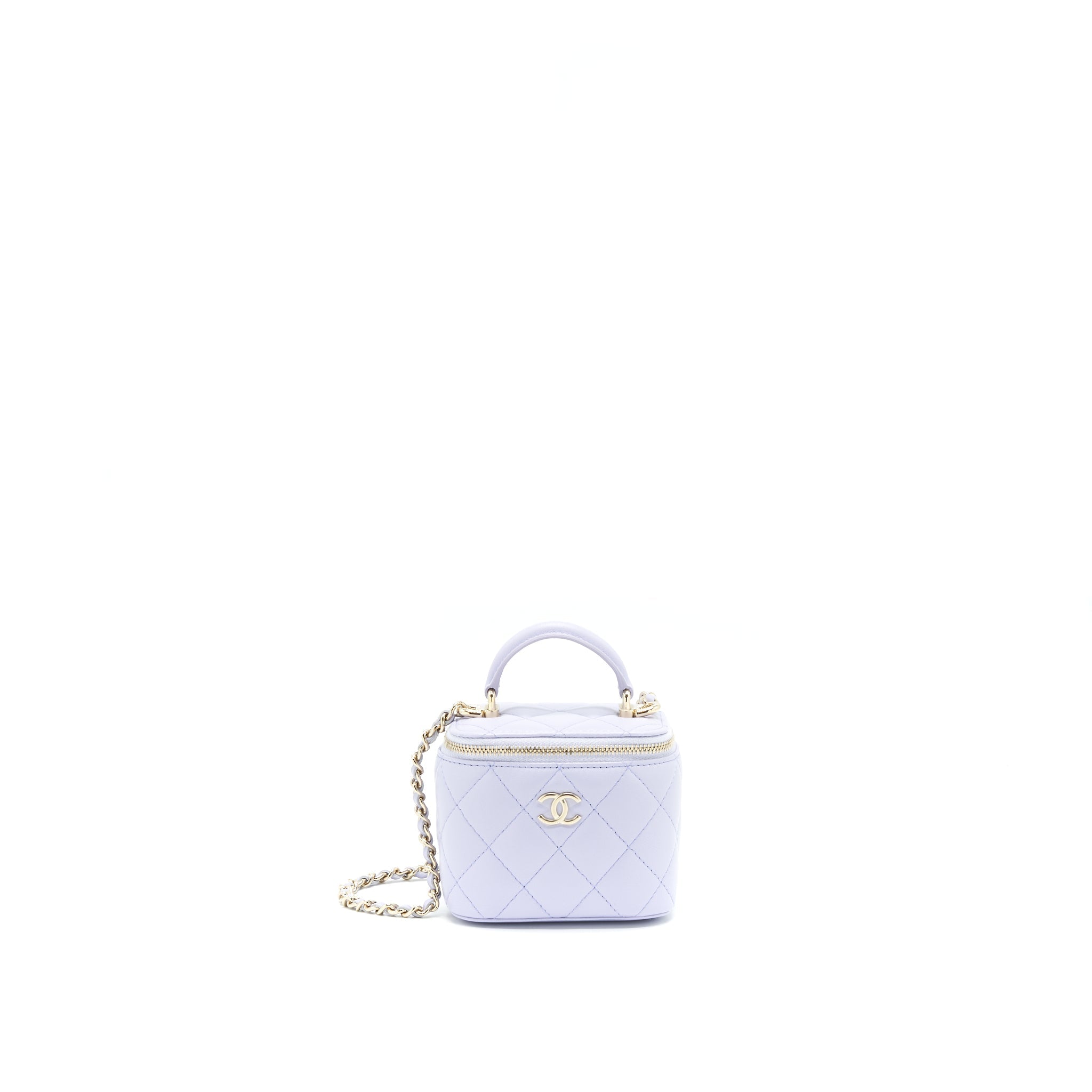 Chanel 21K Mini Top Handle Vanity With Chain Light Purple L