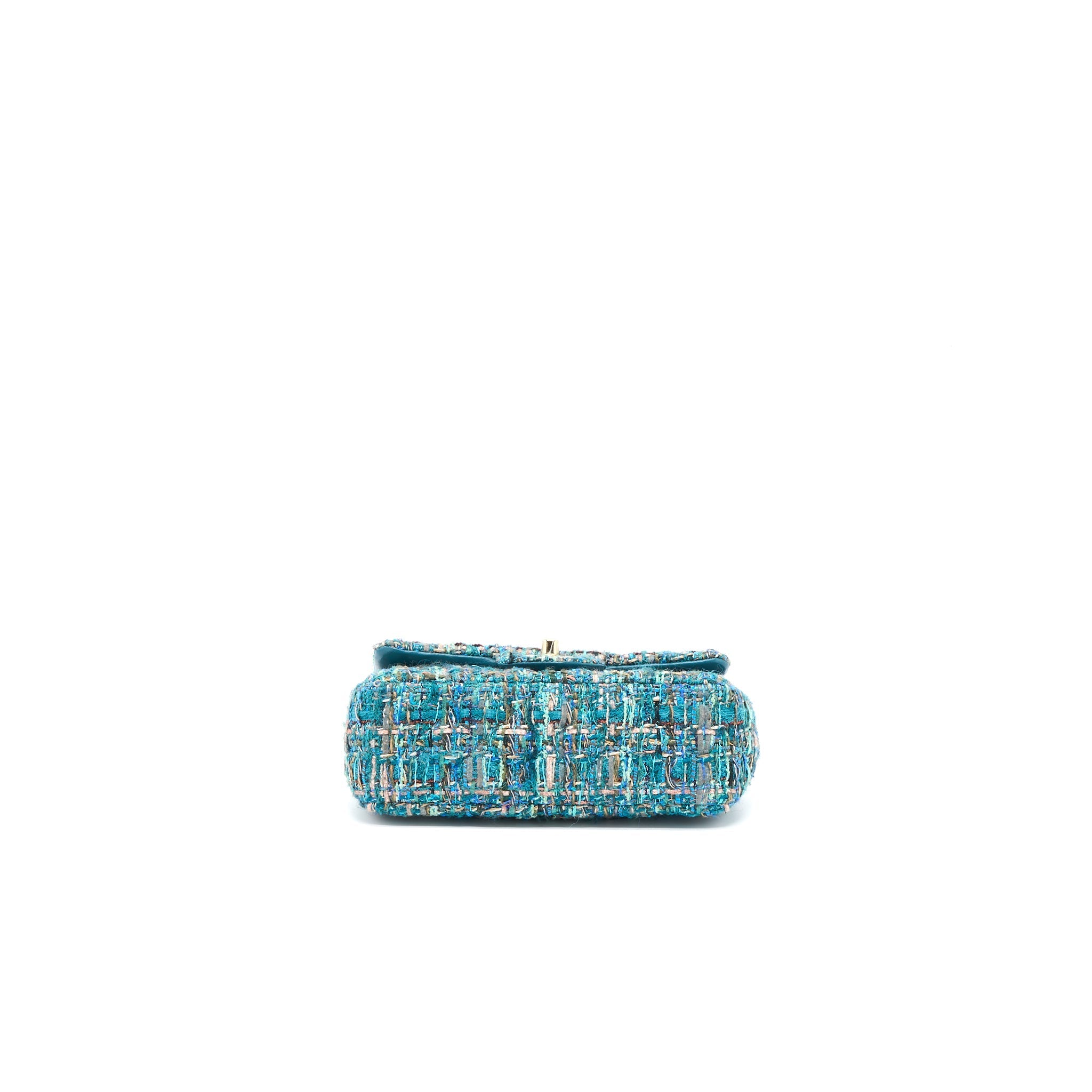 Chanel Mini Rectangular Flap Bag Tweed Multicolor Green L
