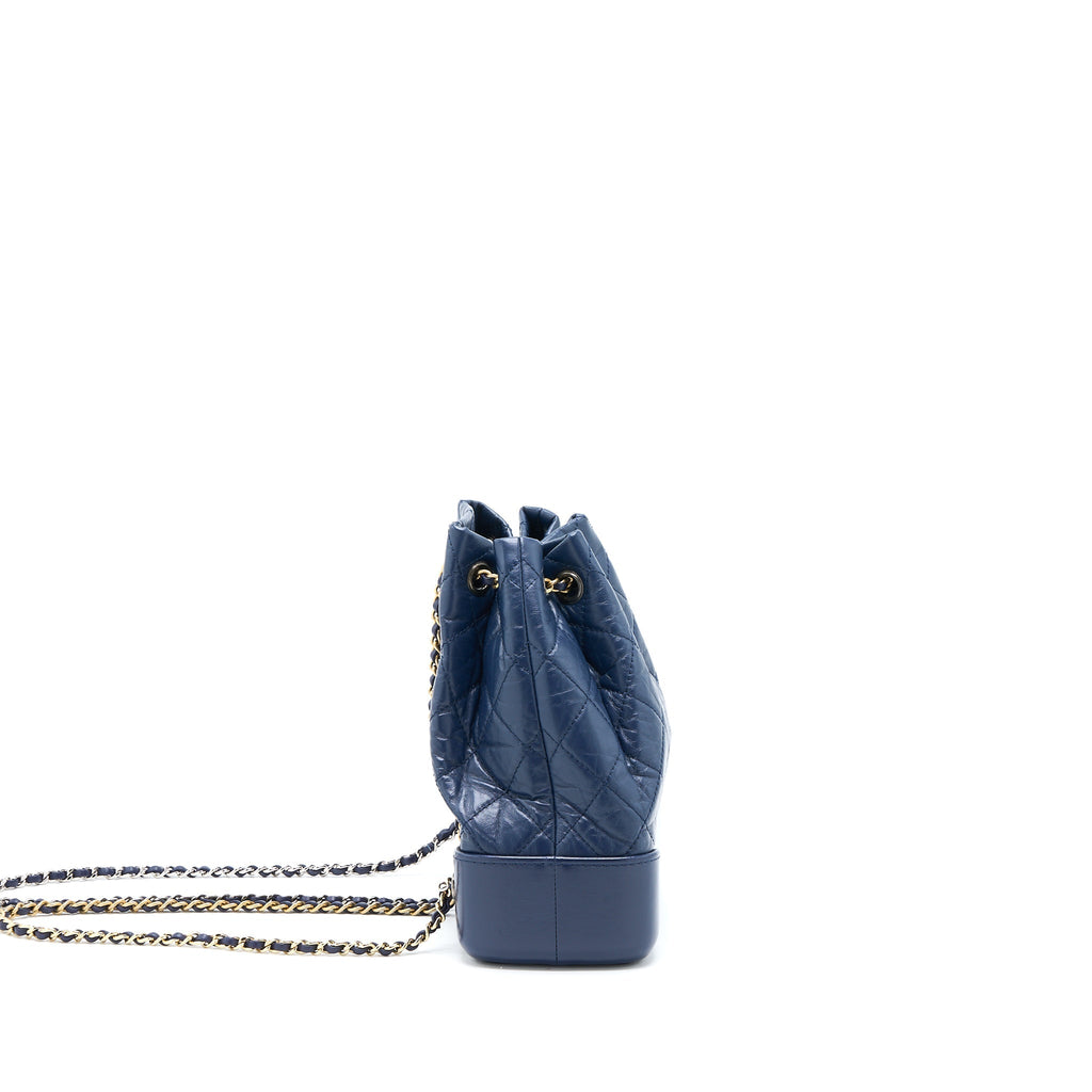 Chanel Small Gabrielle Backpack Calfskin Dark Blue Multicolour Hardware