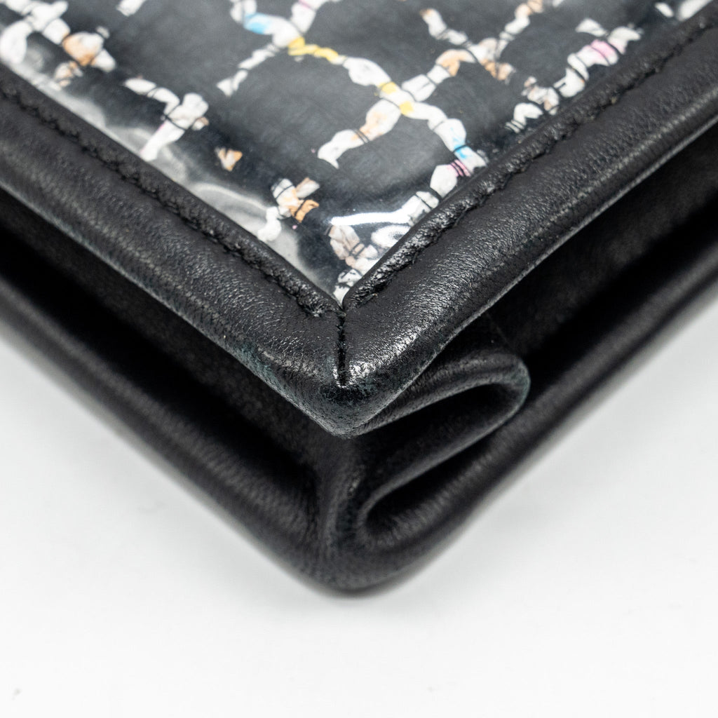 Chanel Letter Logo Clutch Bag Tweed PVC/Lambskin Black L