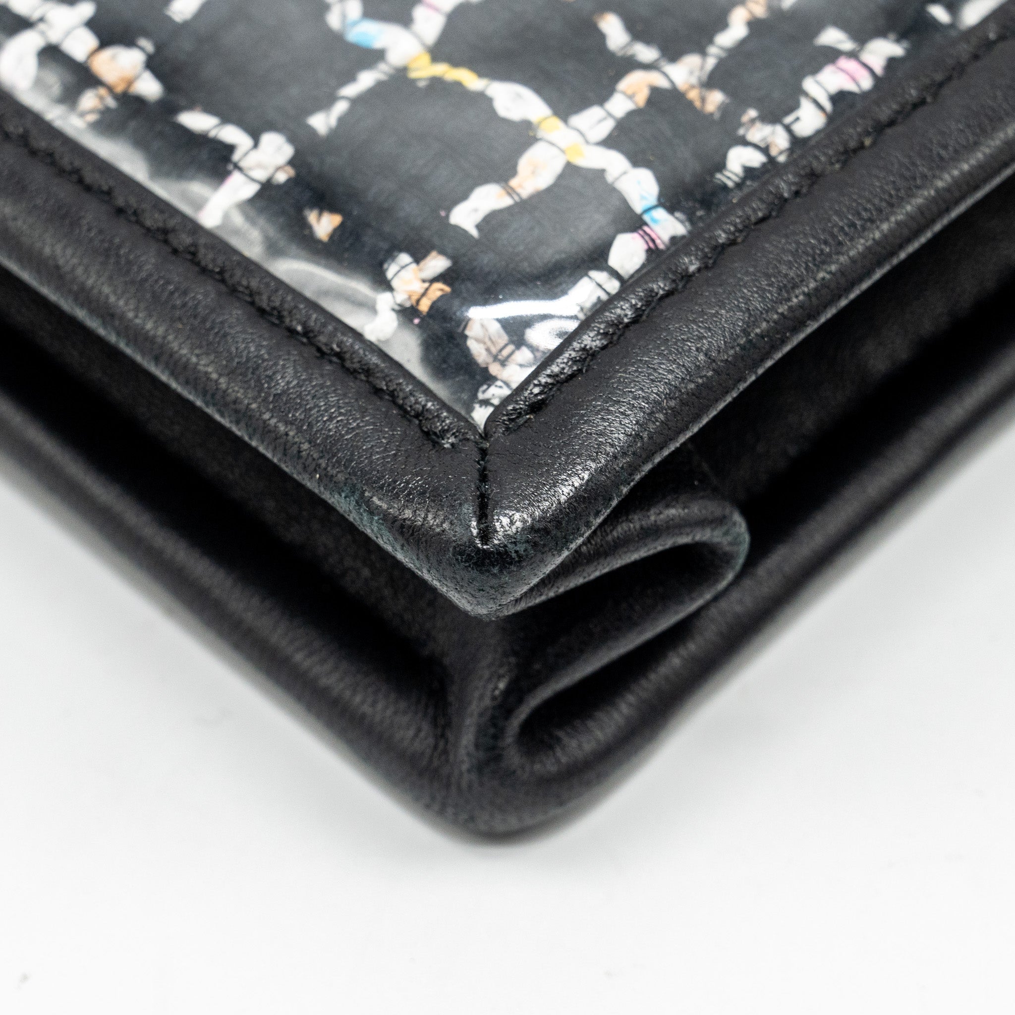 Chanel Letter Logo Clutch Bag Tweed PVC/Lambskin Black L