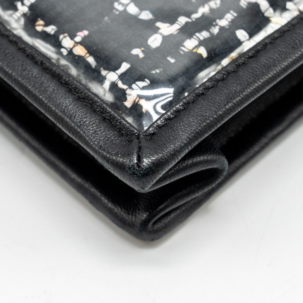 Chanel Letter Logo Clutch Bag Tweed PVC/Lambskin Black L
