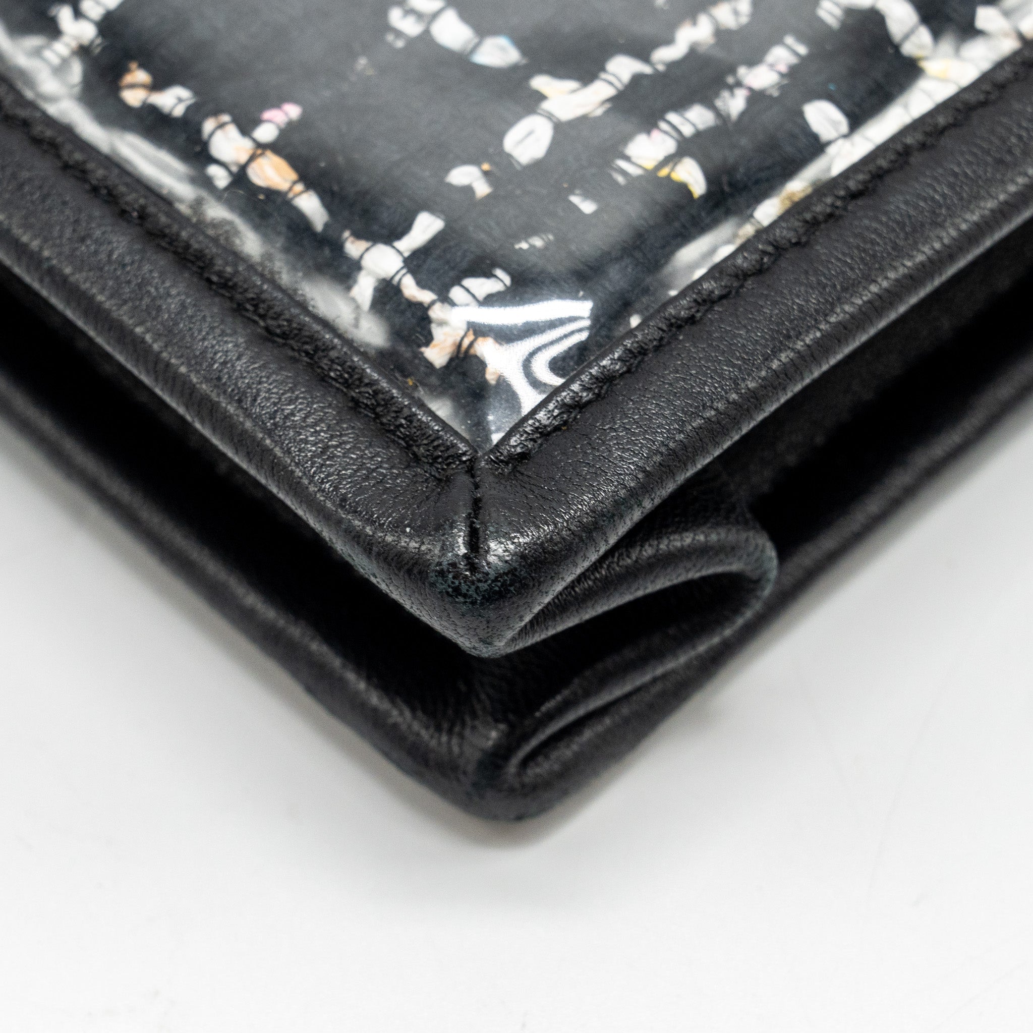 Chanel Letter Logo Clutch Bag Tweed PVC/Lambskin Black L