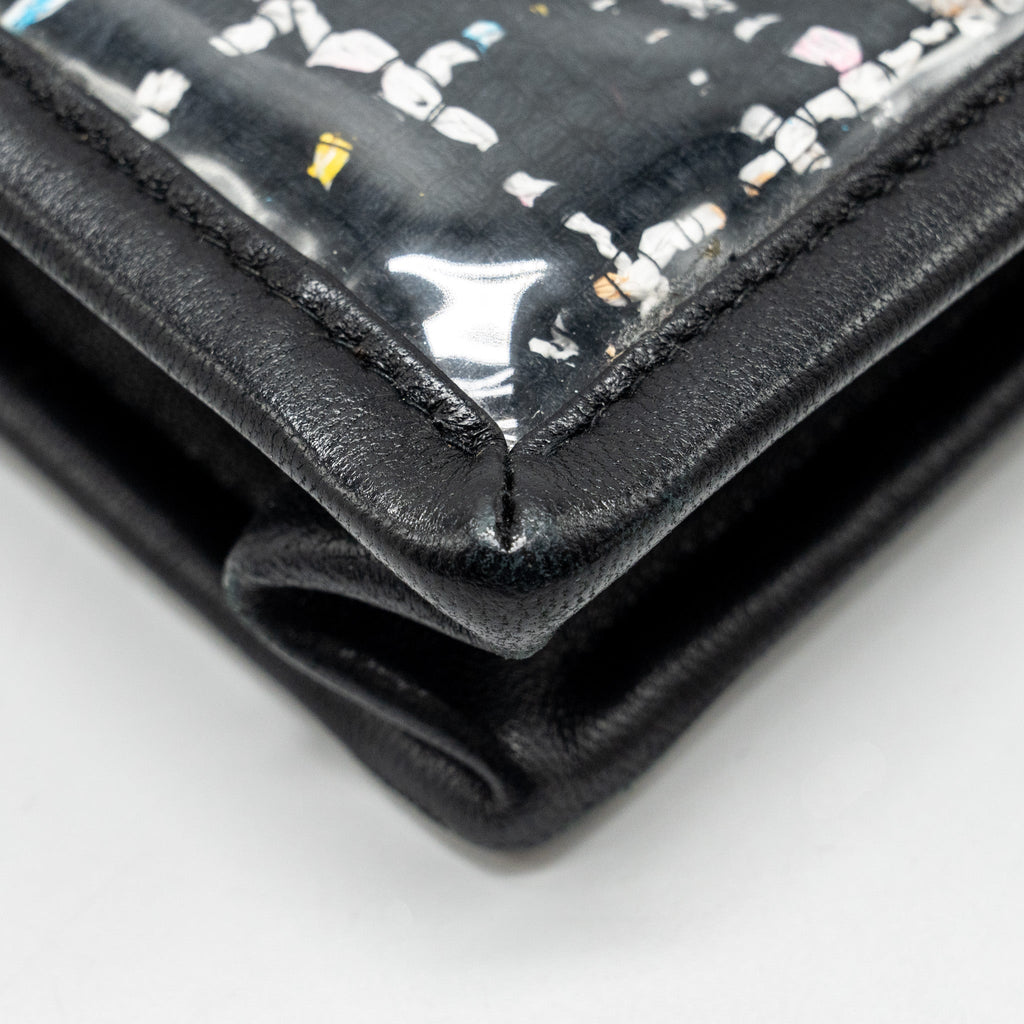 Chanel Letter Logo Clutch Bag Tweed PVC/Lambskin Black L