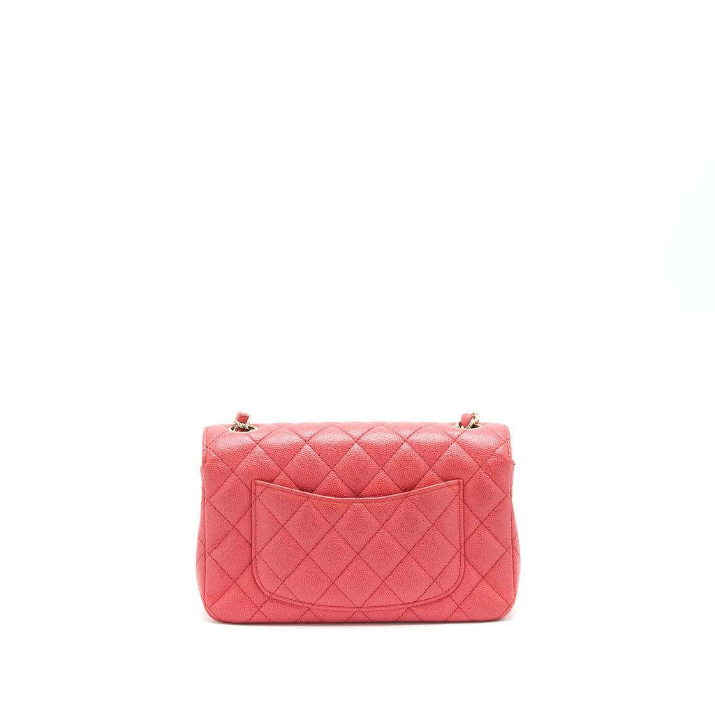 Chanel Mini Rectangular Flap Bag Caviar Coral Pink