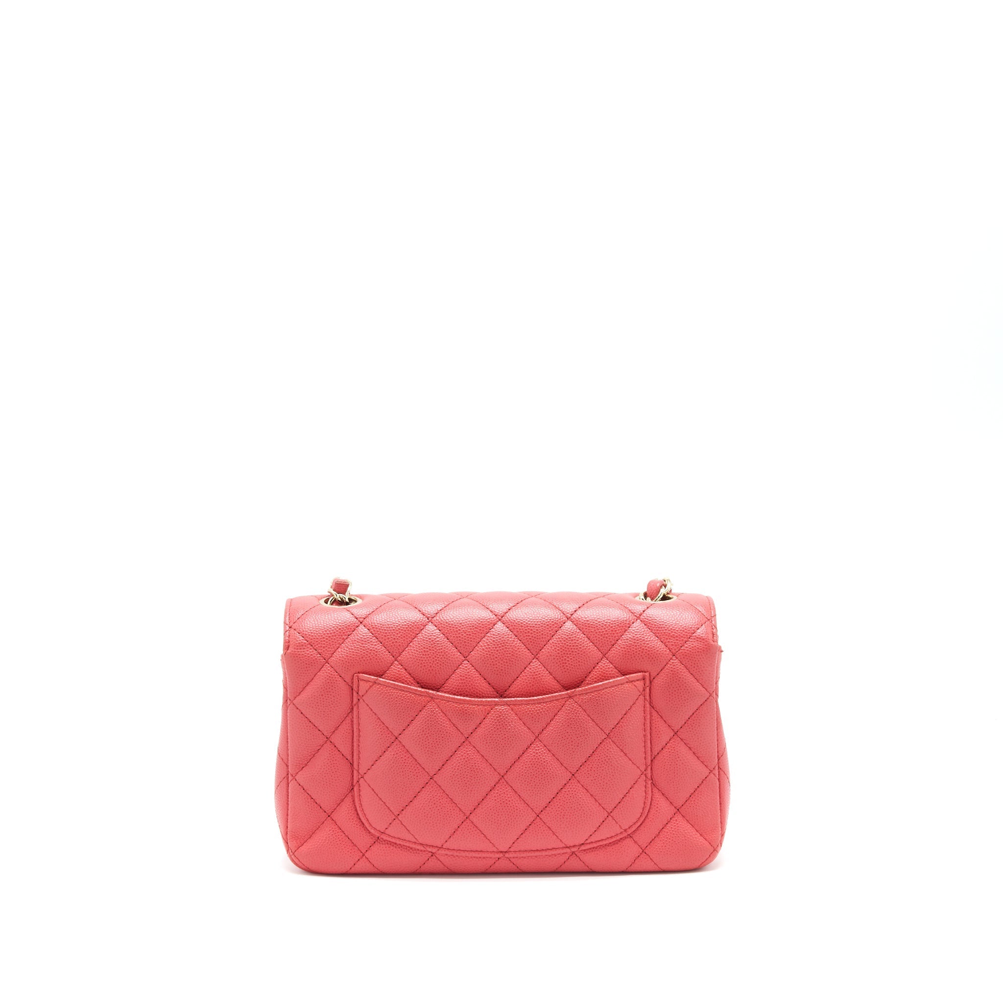 Chanel Mini Rectangular Flap Bag Caviar Coral Pink