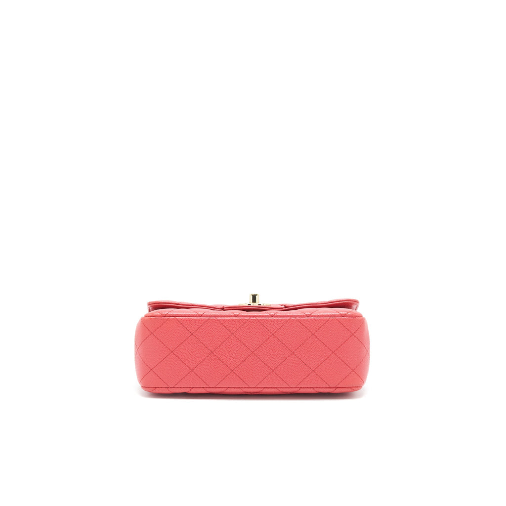 Chanel Mini Rectangular Flap Bag Caviar Coral Pink