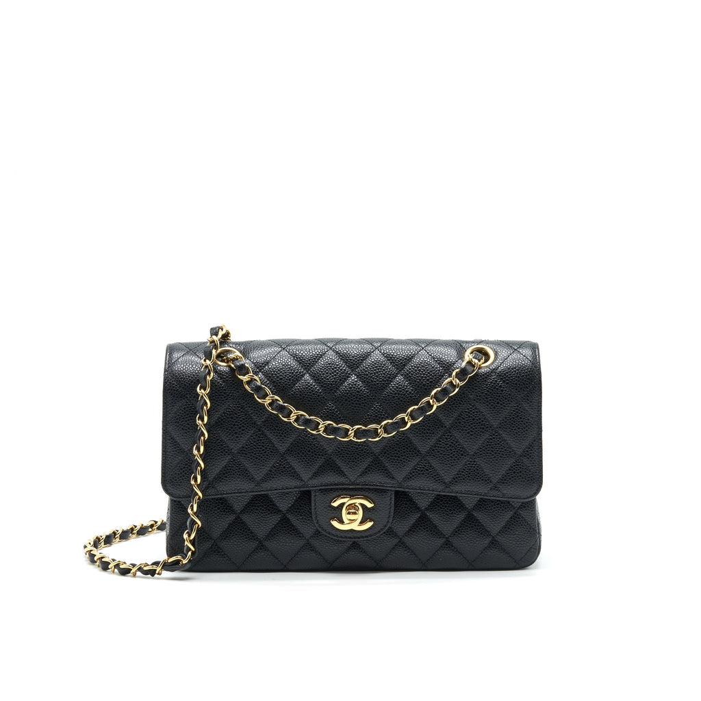 CHANEL MEDIUM CLASSIC DOUBLE FLAP BAG CAVIAR BLACK